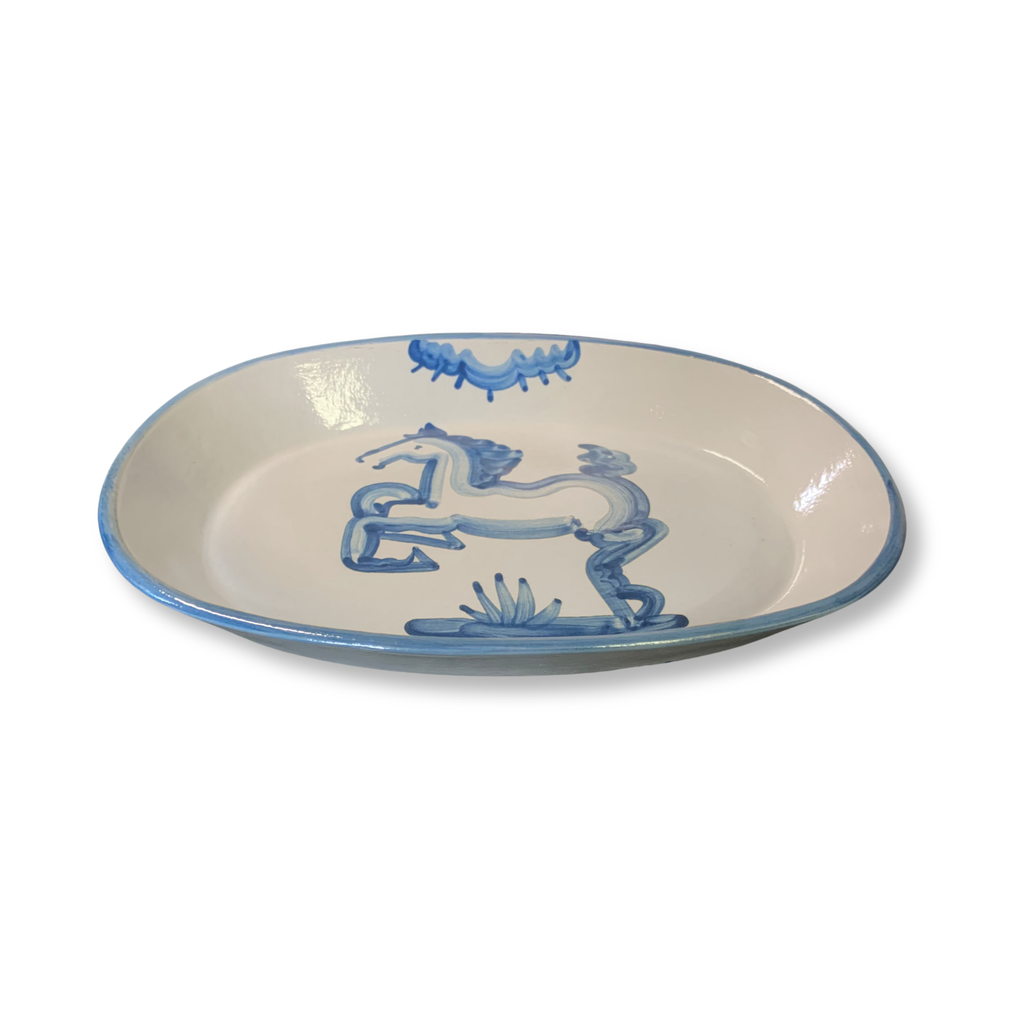 Medium Oval Platter - Blue Horse