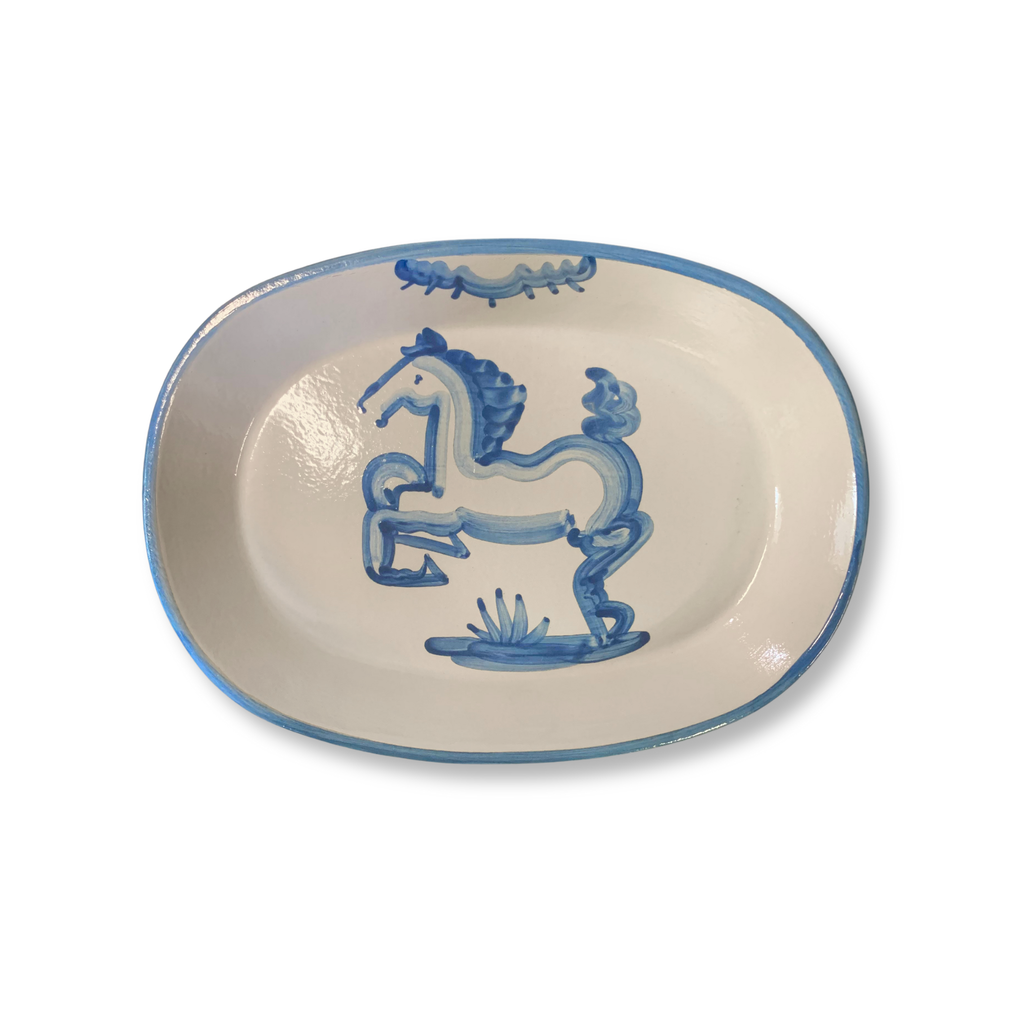 Medium Oval Platter - Blue Horse