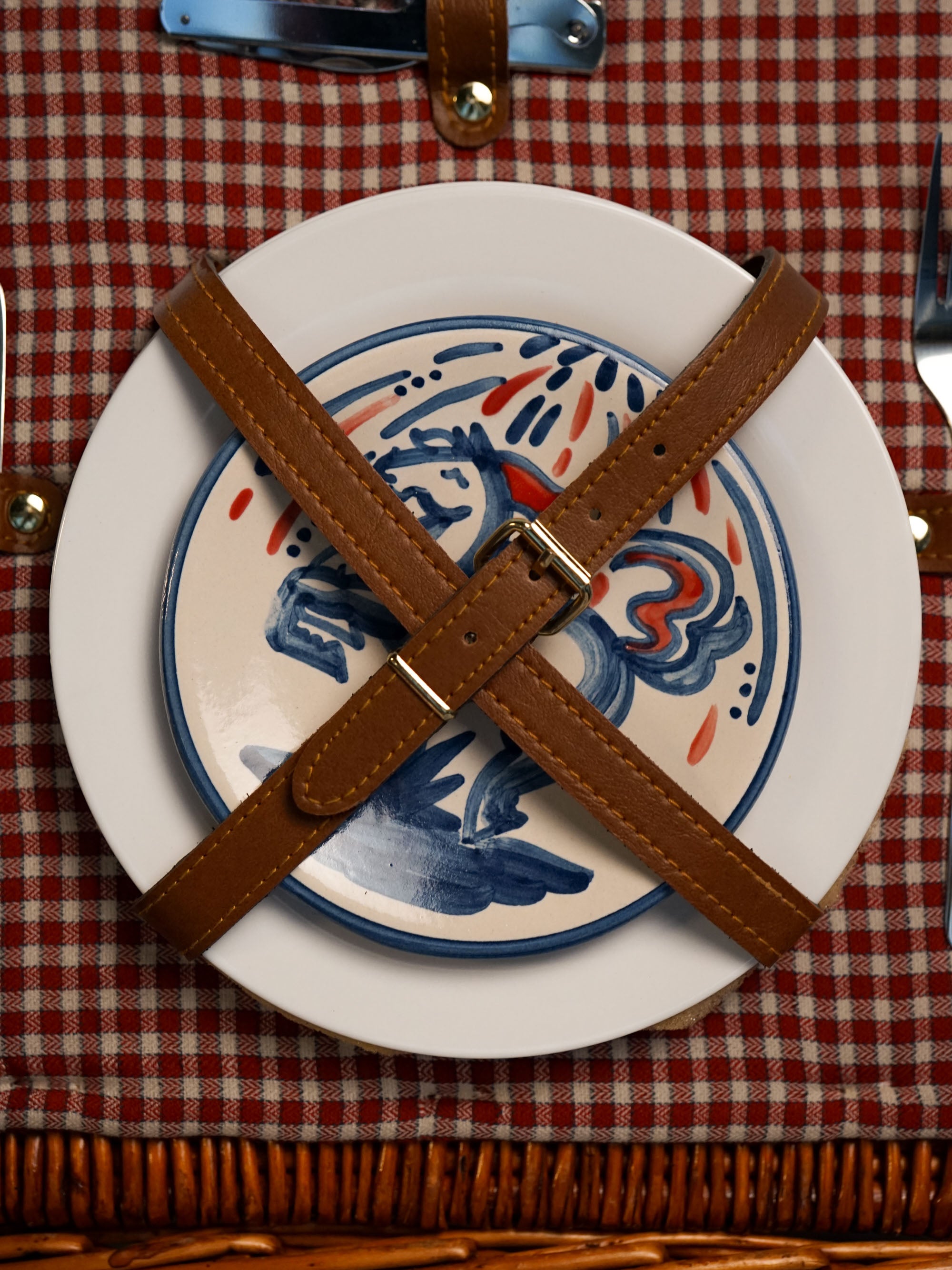 Red, White & Blue Horse Bread & Butter Plate