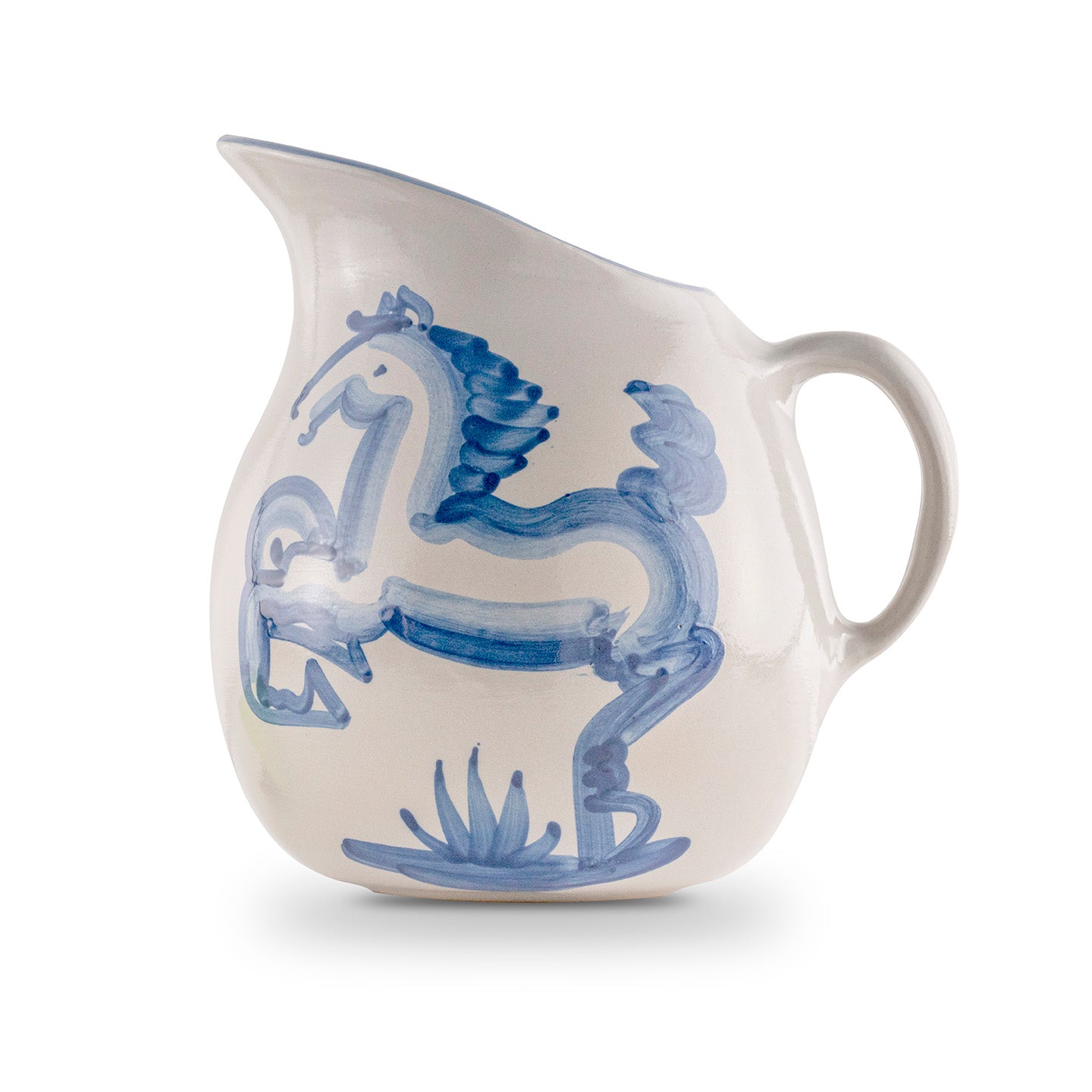 Pot Belly Pitcher - Blue Horse