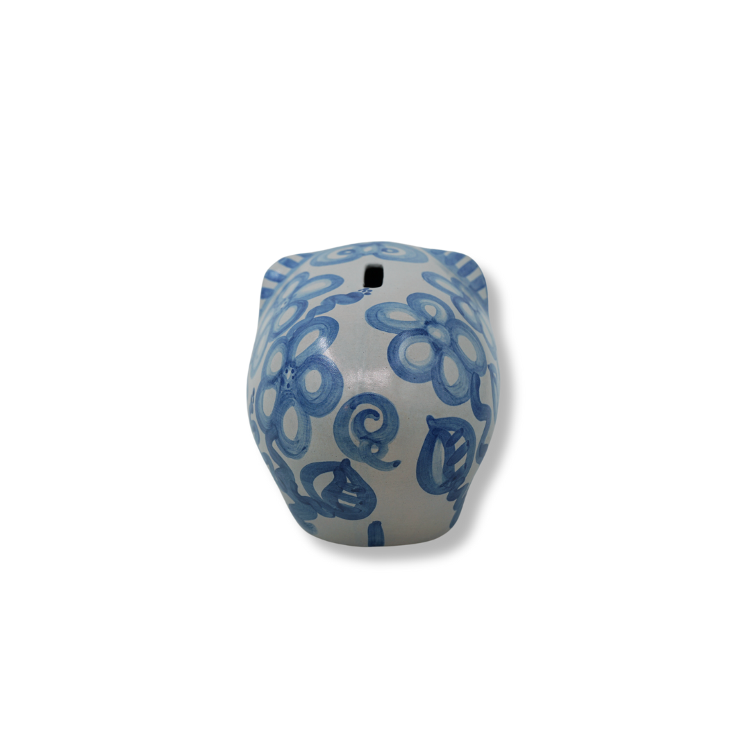 Piggy Bank - Blue Flower