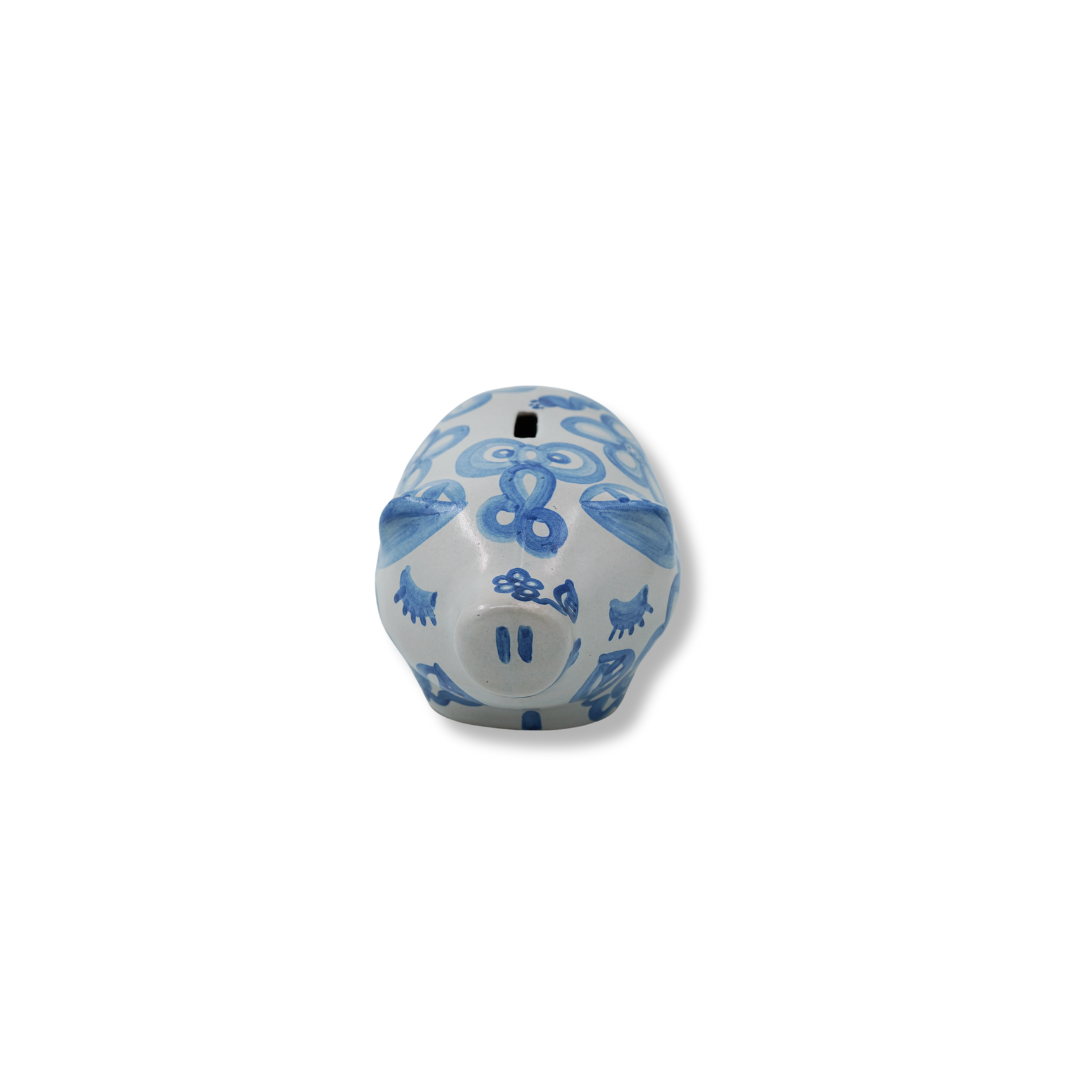 Piggy Bank - Blue Flower