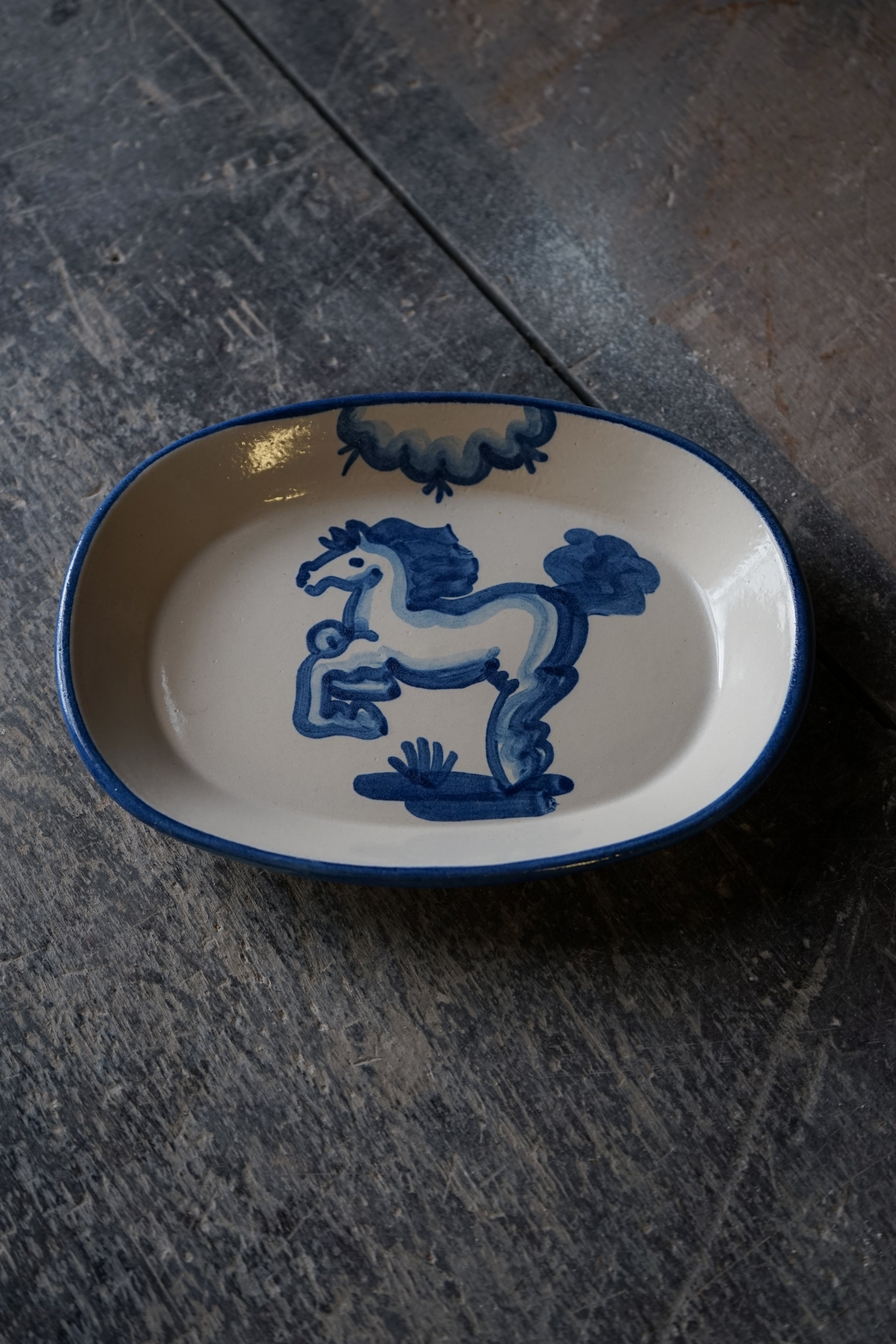 Small Oval Platter - Blue Horse