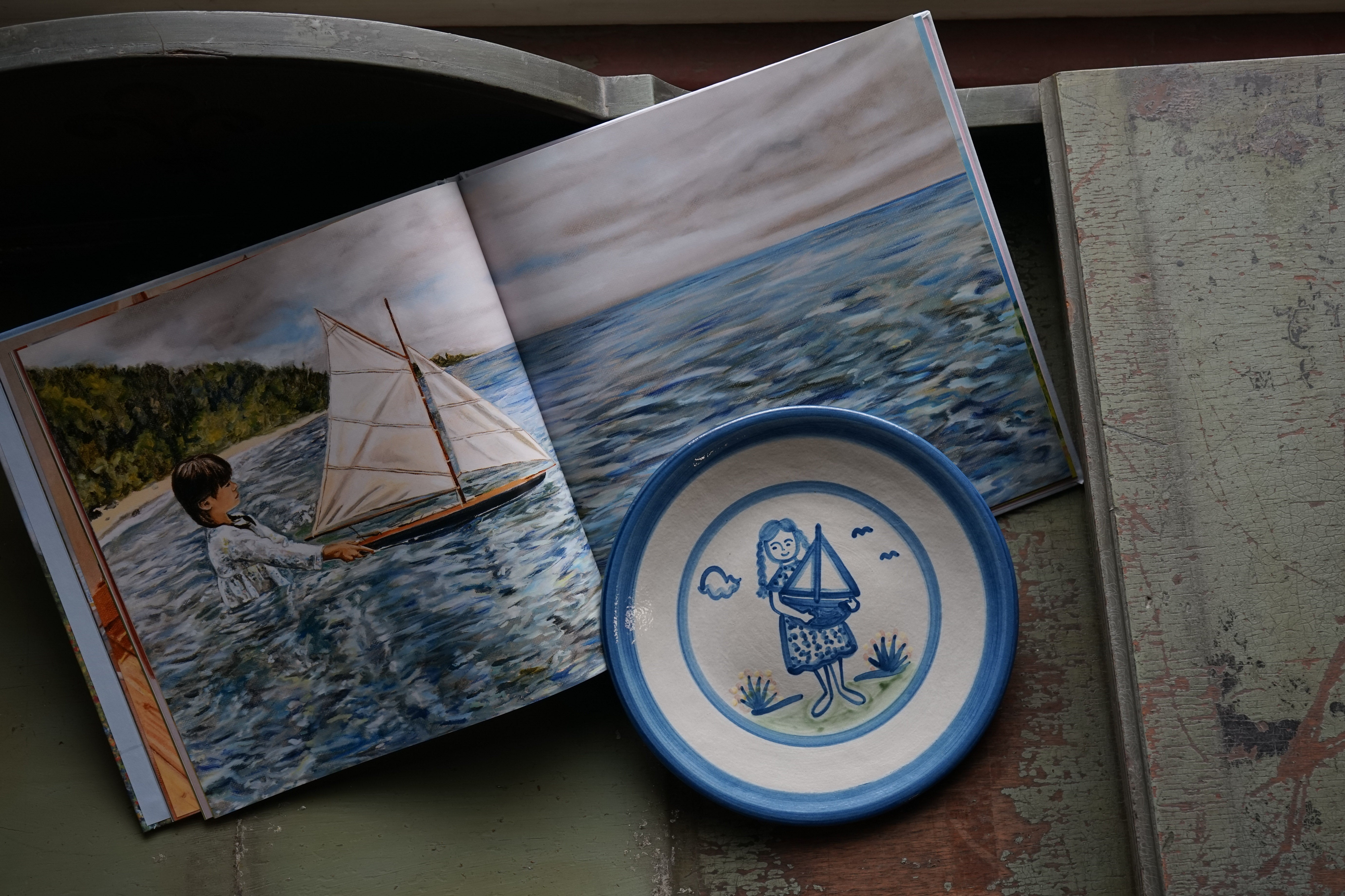 The Girl and the Boat - Plate & Book Set
