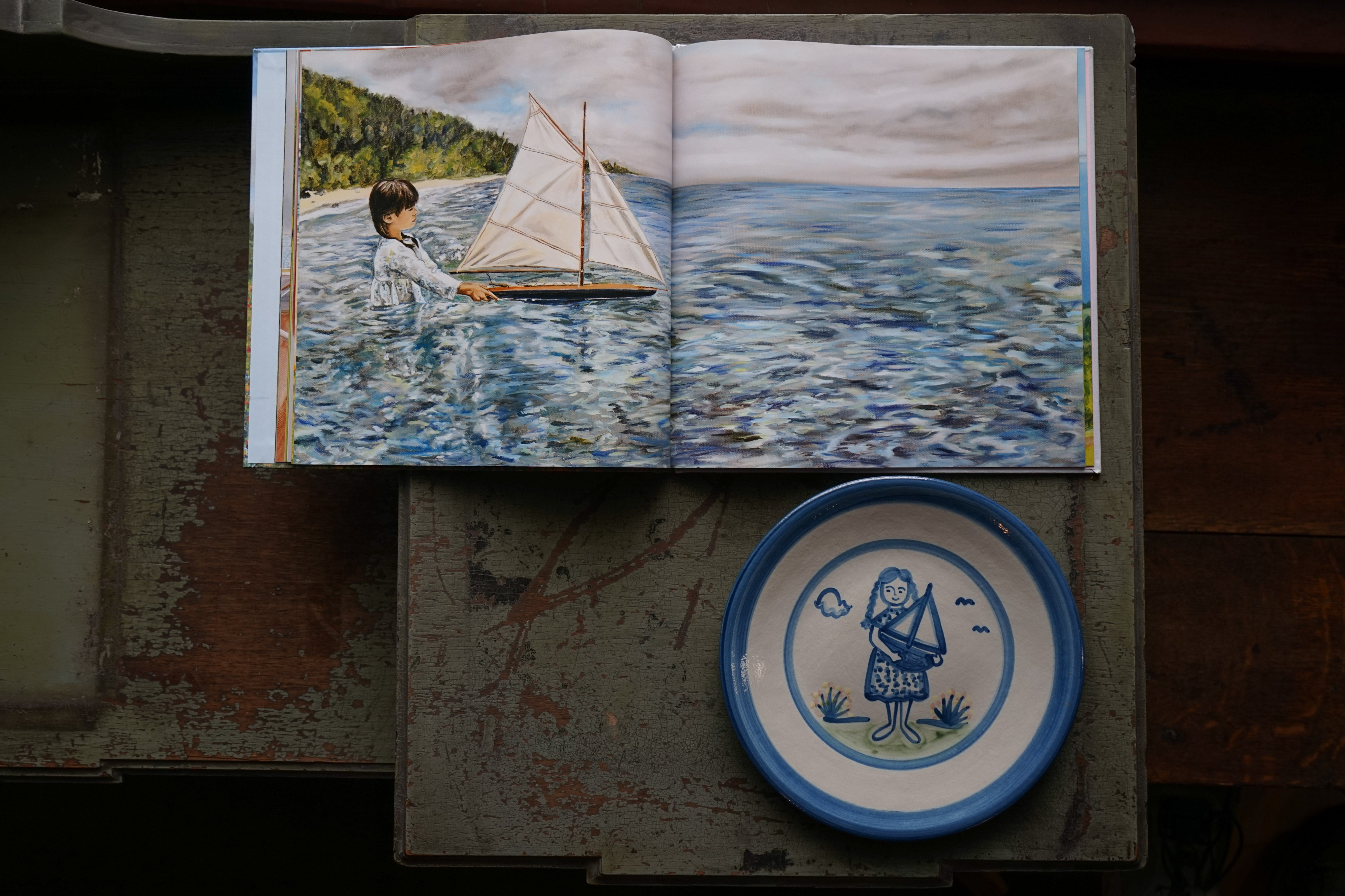 The Girl and the Boat - Plate & Book Set