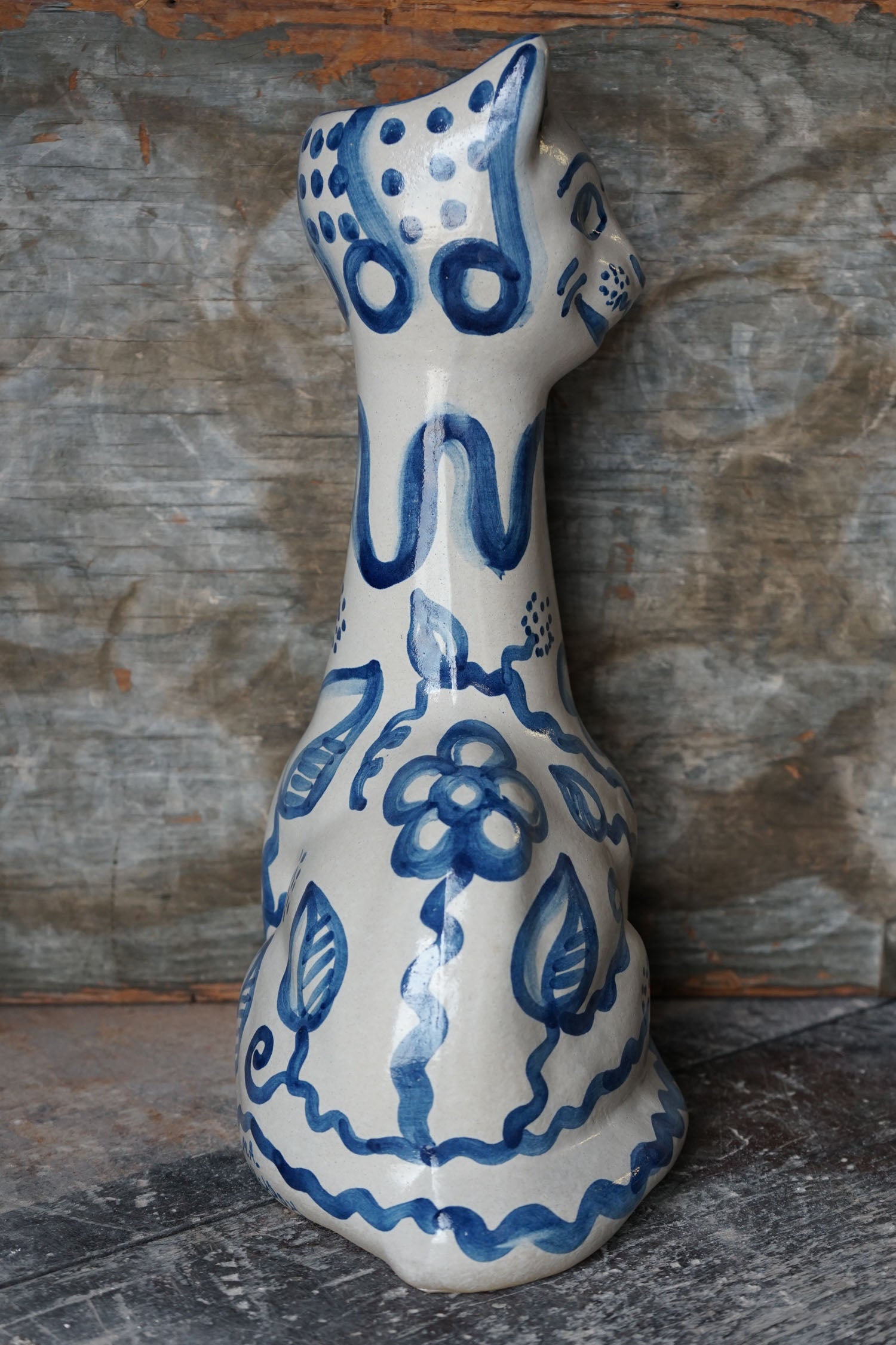 Tall Cat Vase