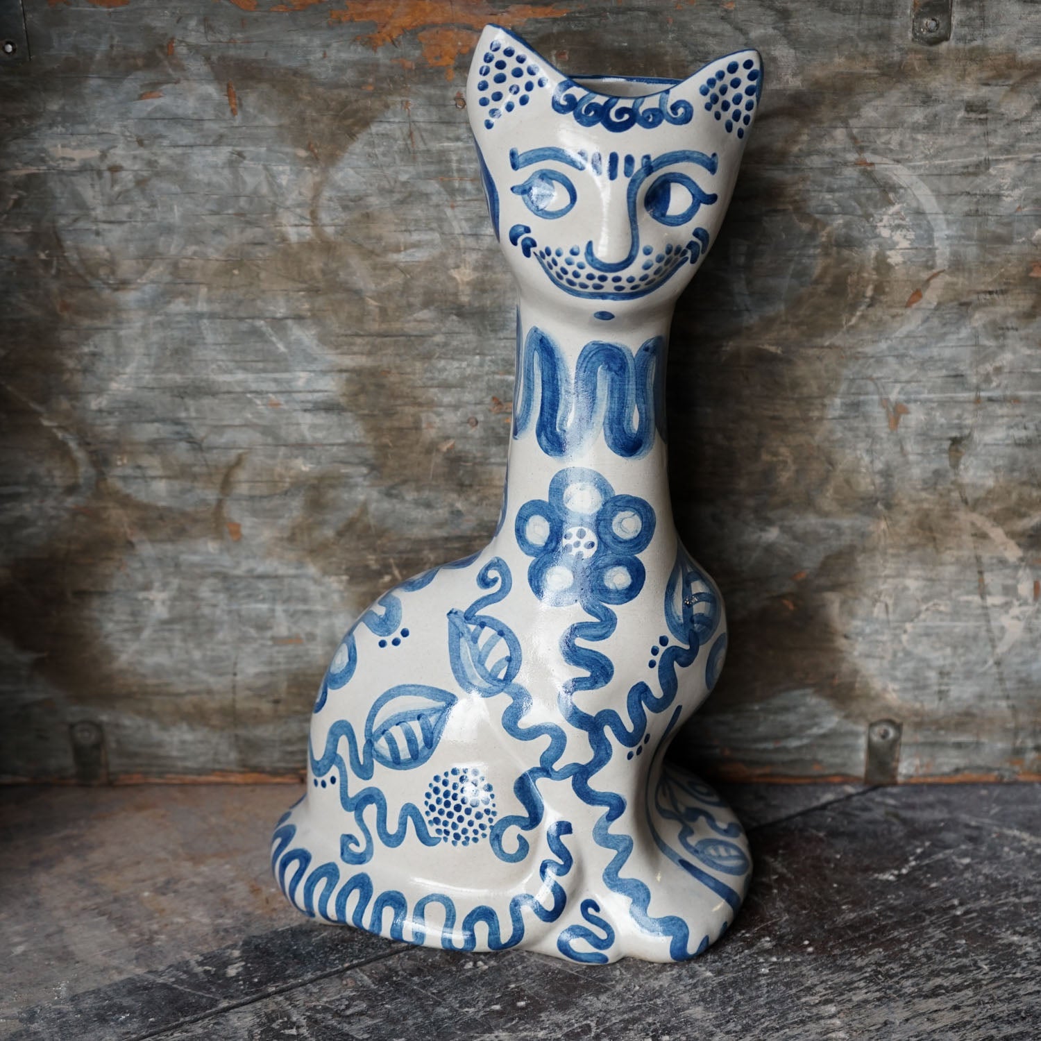 Tall Cat Vase