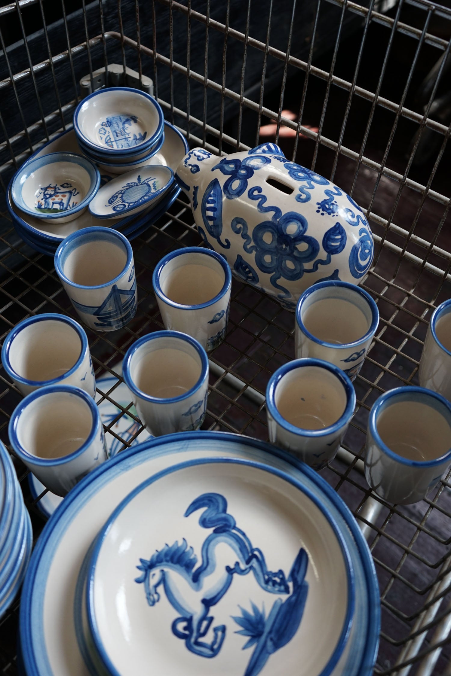 Piggy Bank - Blue Flower