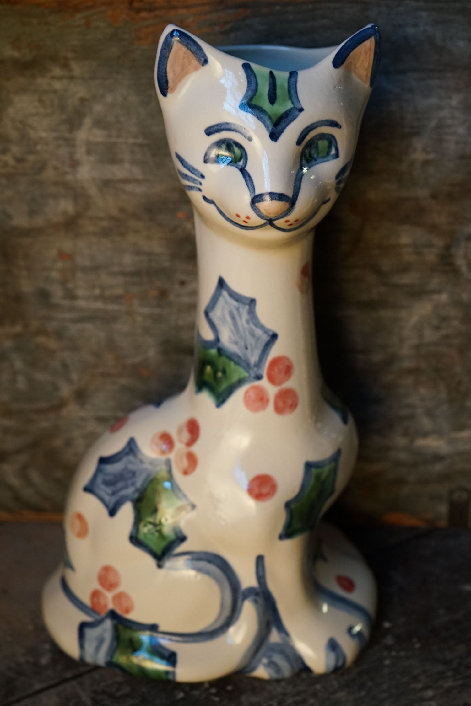 Tall Cat Vase - Holly - SECOND