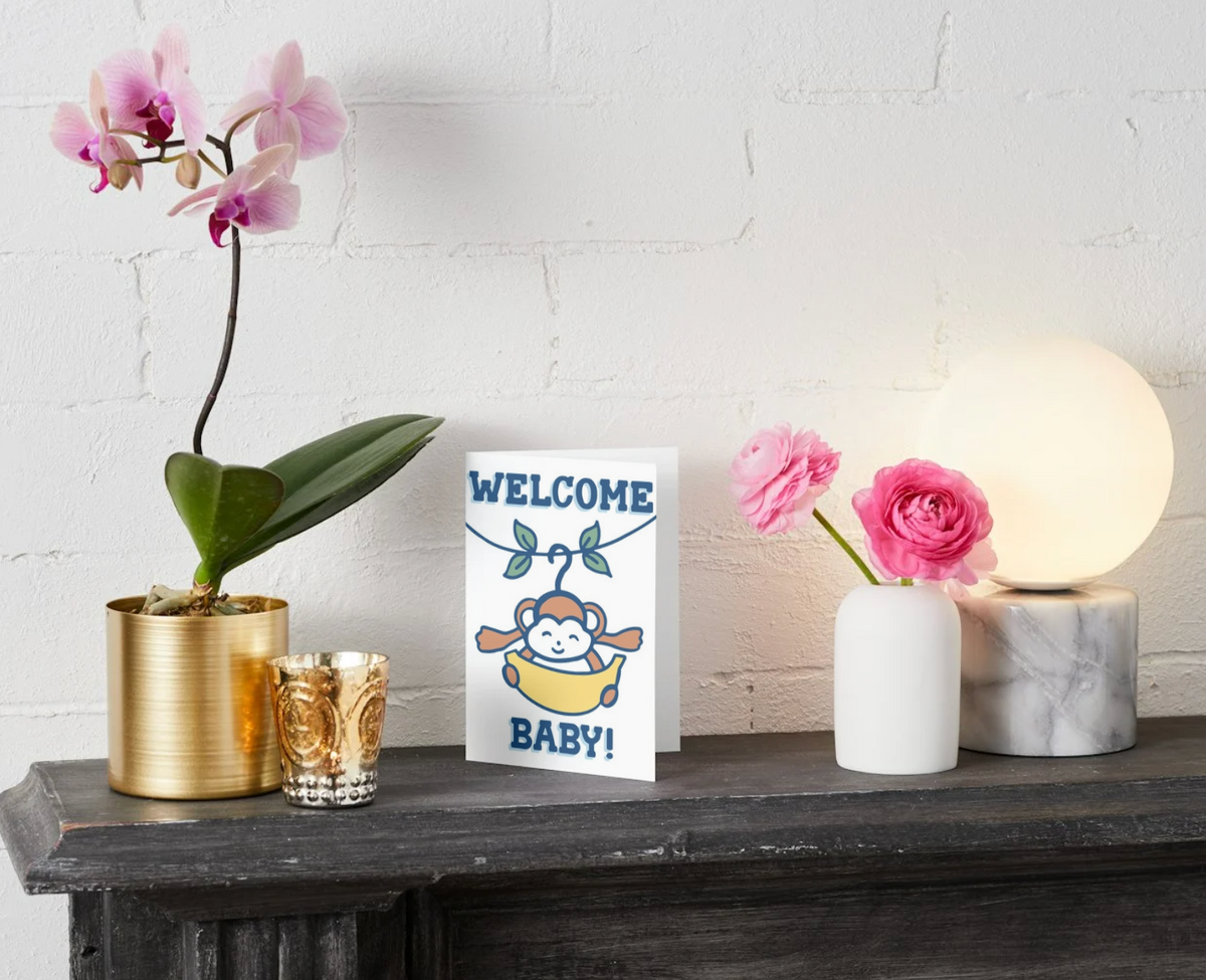 Welcome Baby! Monkey Greeting Card