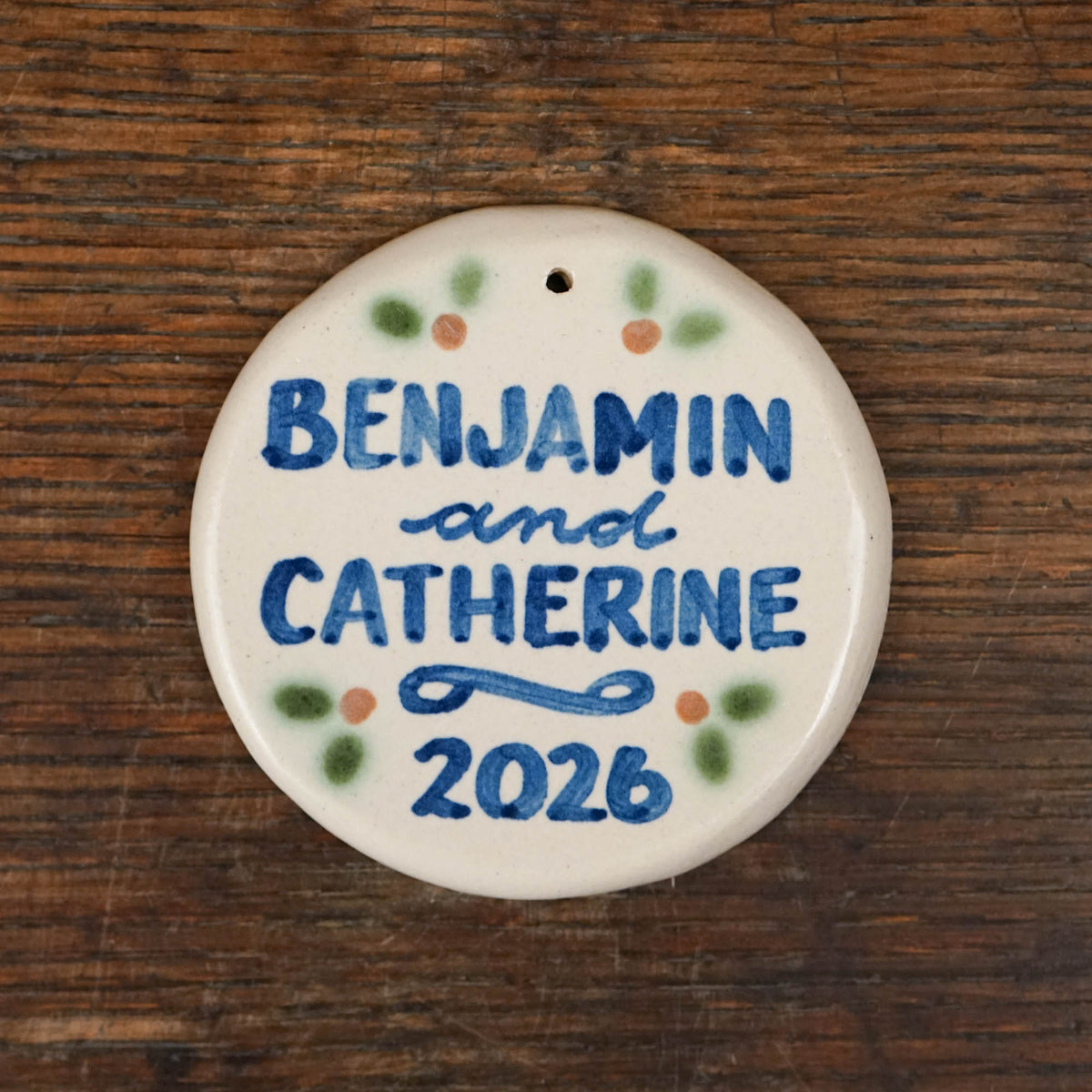 Personalized Couple's Christmas Round Ornament