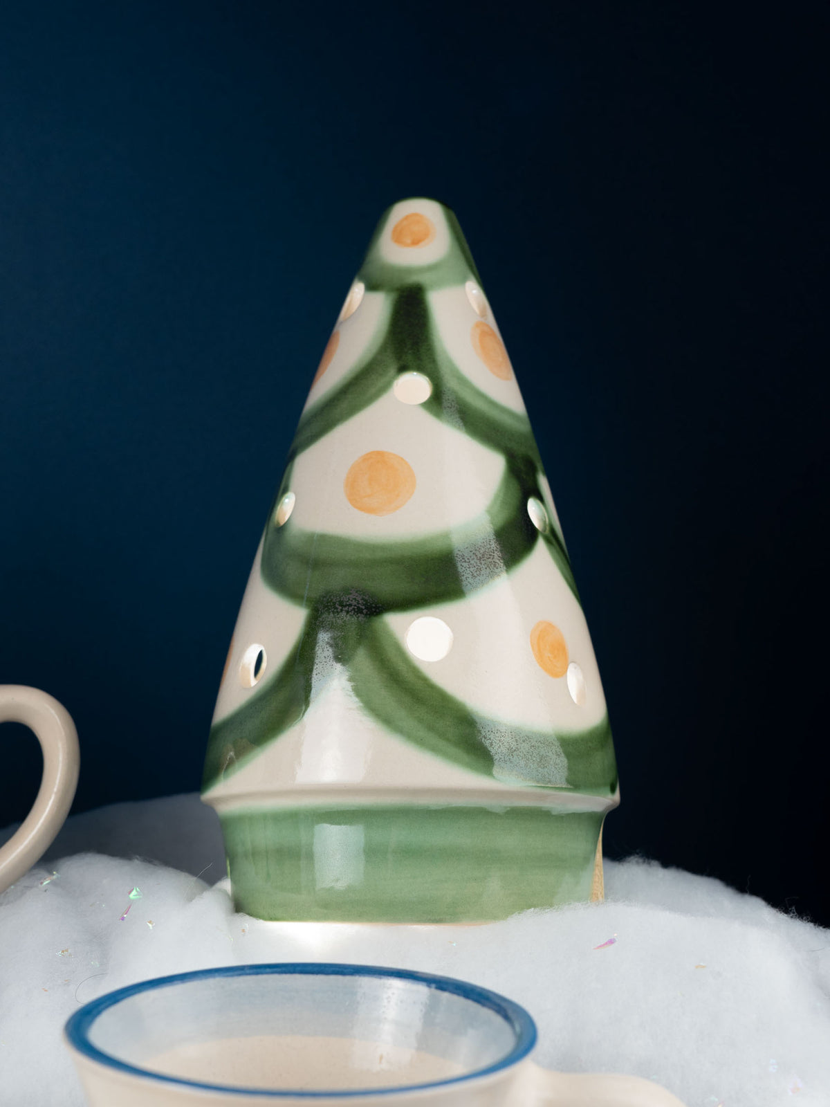 Green & Rust Trimmings Cone Christmas Tree Luminary