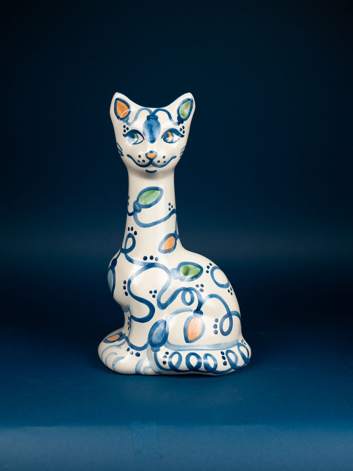 Holiday Lights Tall Cat Vase