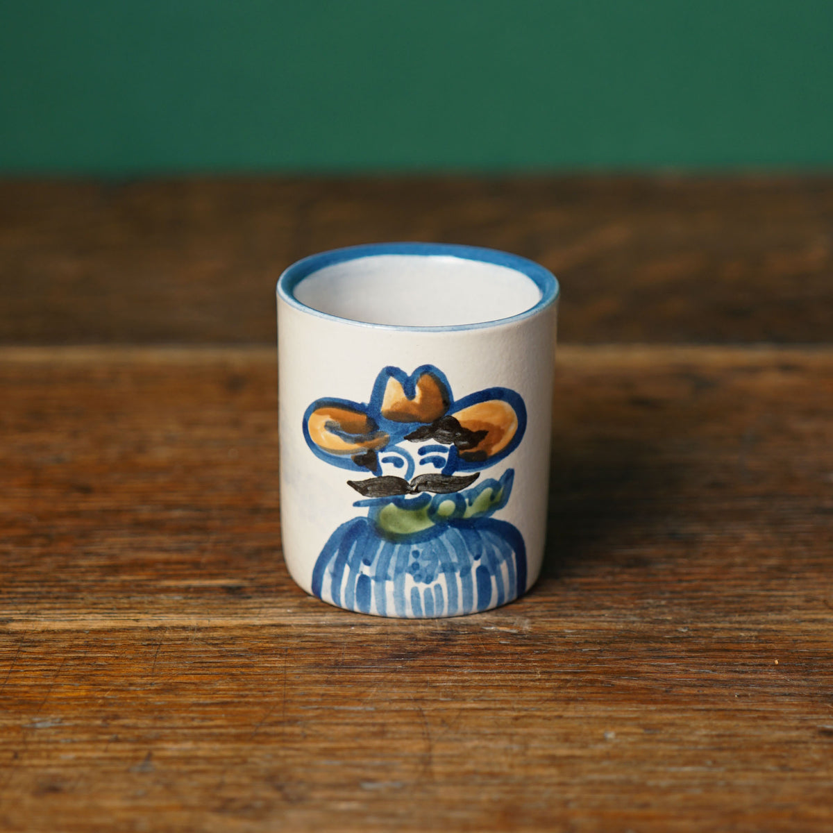 Blue Cowboy Portrait Mini Cup