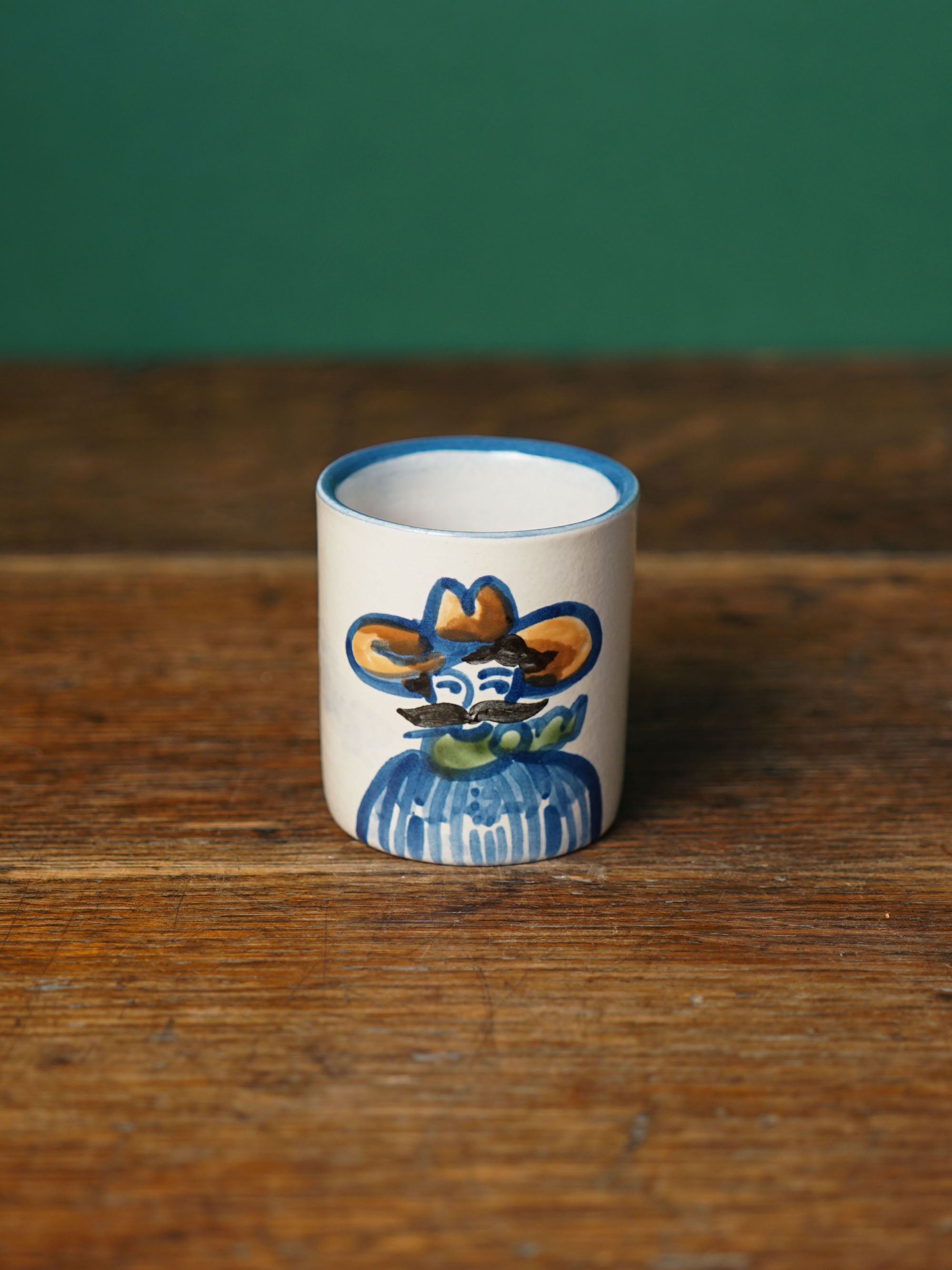 Blue Cowboy Portrait Mini Cup