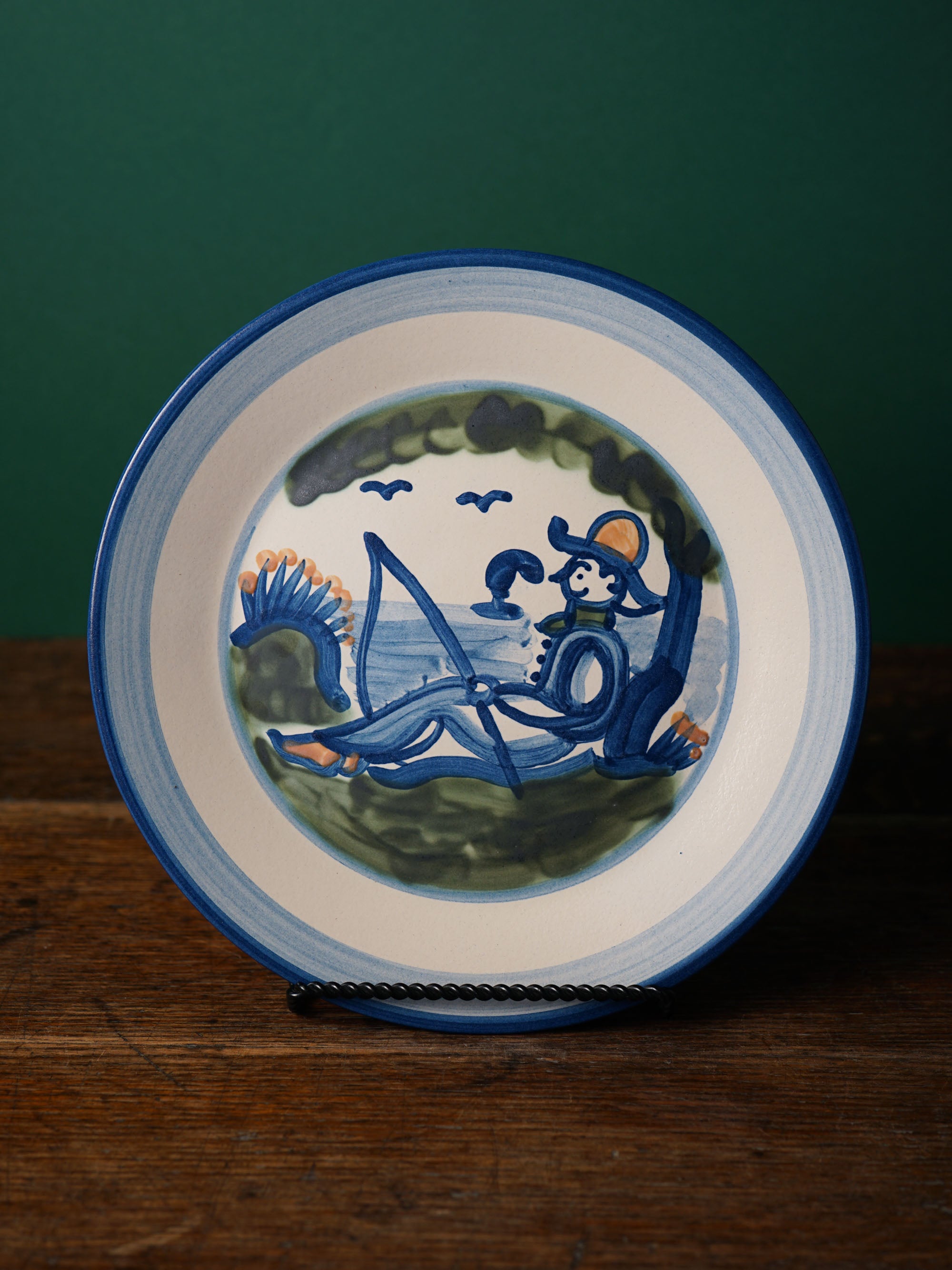 Fisherman by Tree Dinner Plate