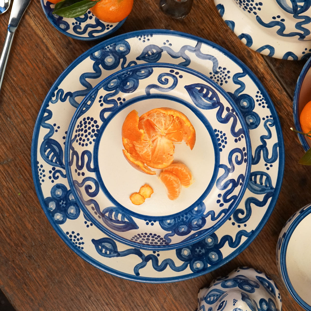Blue Flower Pasta Plate