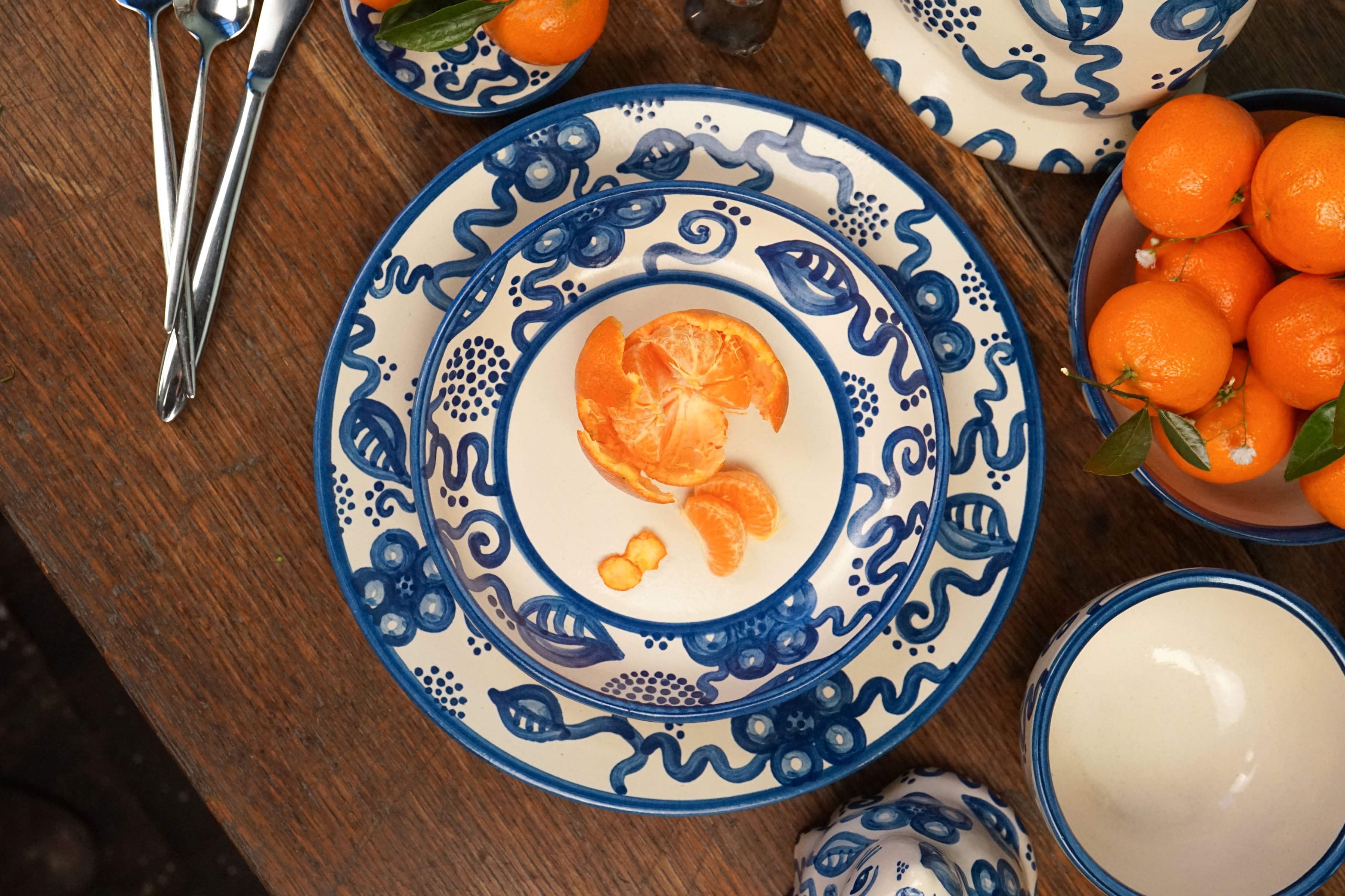 Blue Flower Pasta Plate