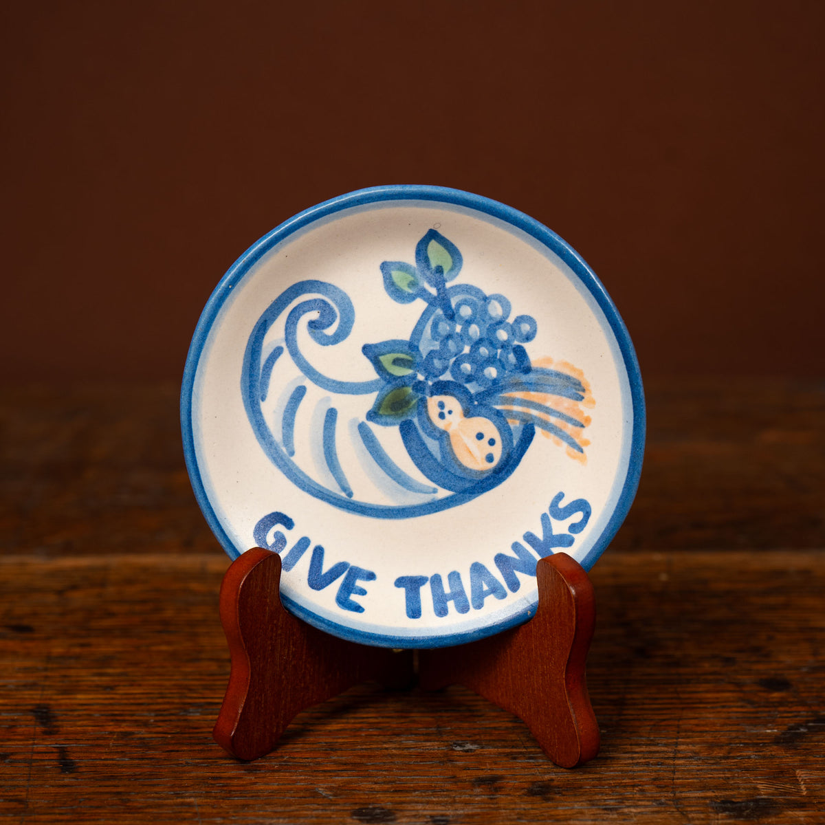 Cornucopia with "Give Thanks" Coaster