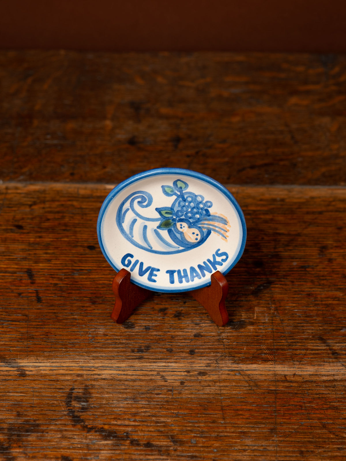 Cornucopia with "Give Thanks" Coaster