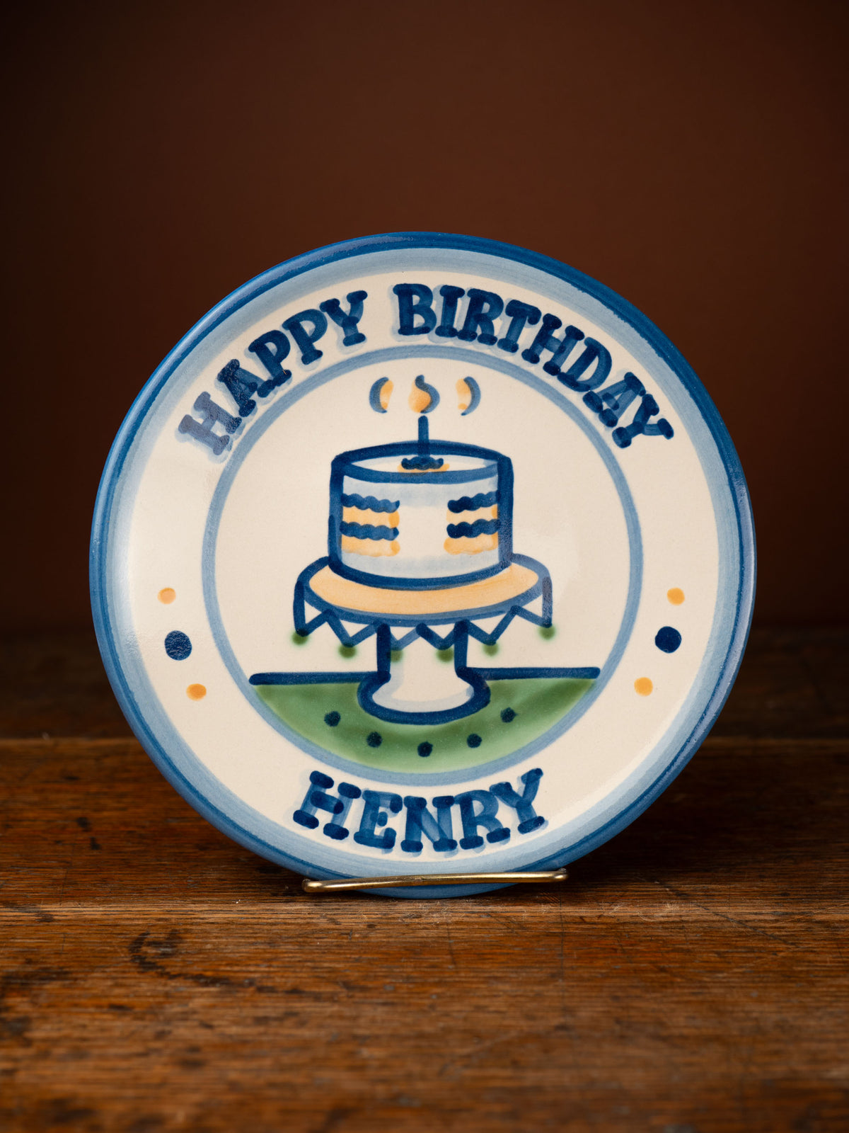Personalized Birthday Cake Lunch Plate with Happy Birthday lettering