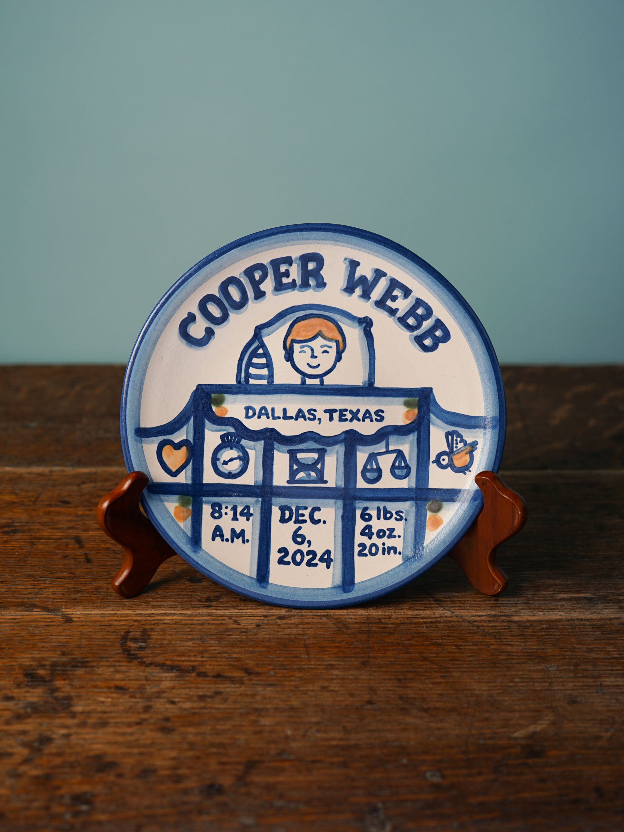 Premium Personalized Birth Plate - Baby Blanket