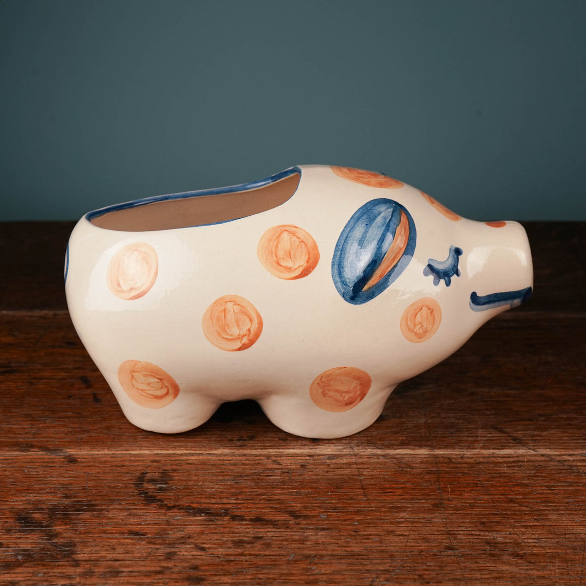 Rust Dot Pig Planter