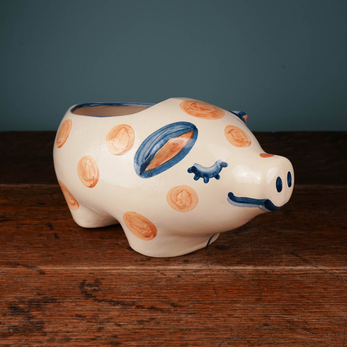 Rust Dot Pig Planter