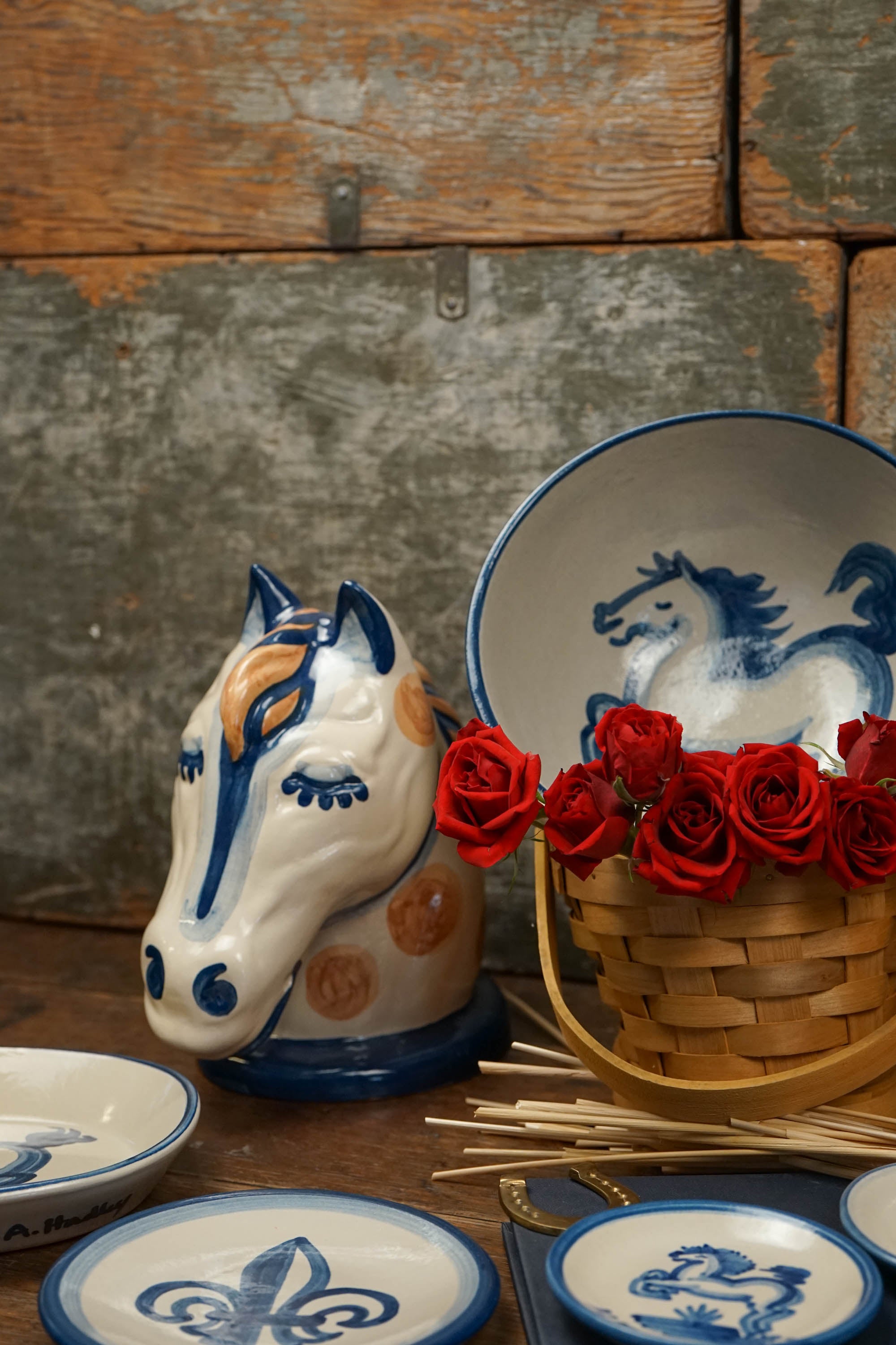 Blue Horse Serving Bowl