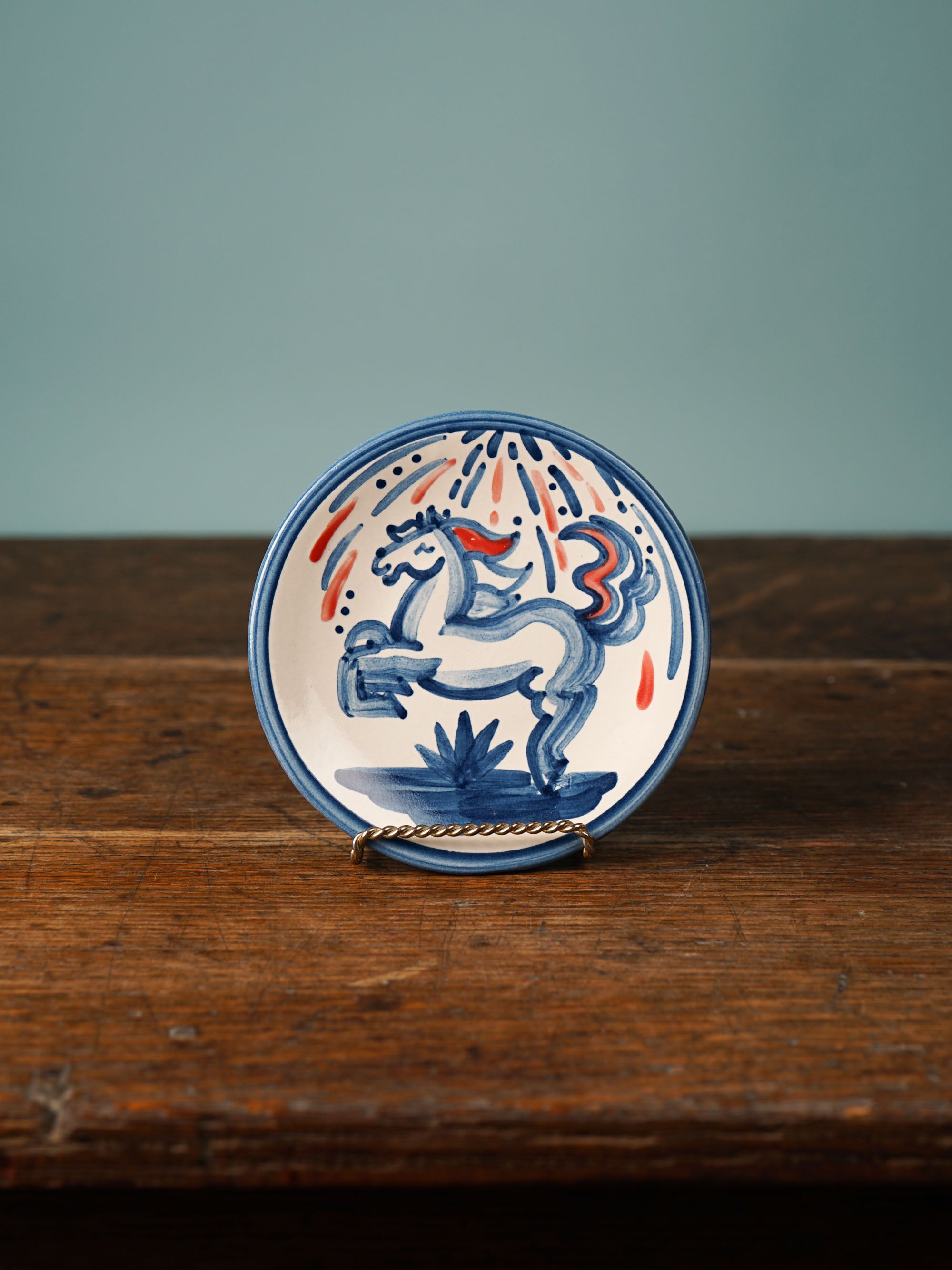 Red, White & Blue Horse Bread & Butter Plate