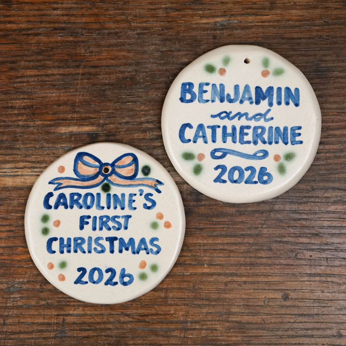 Personalized Baby's First Christmas Round Ornament