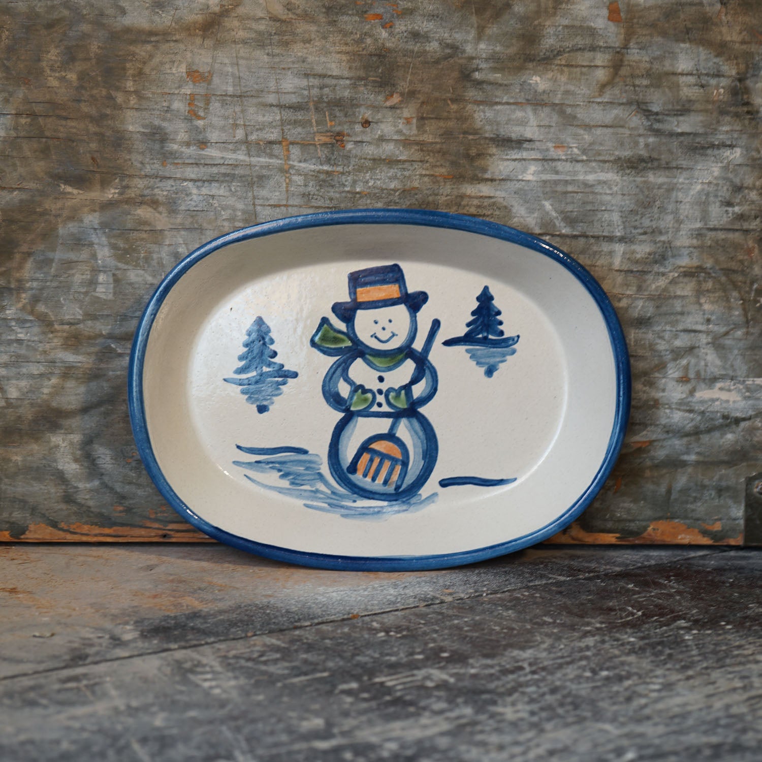 Small Oval Platter - Snowman