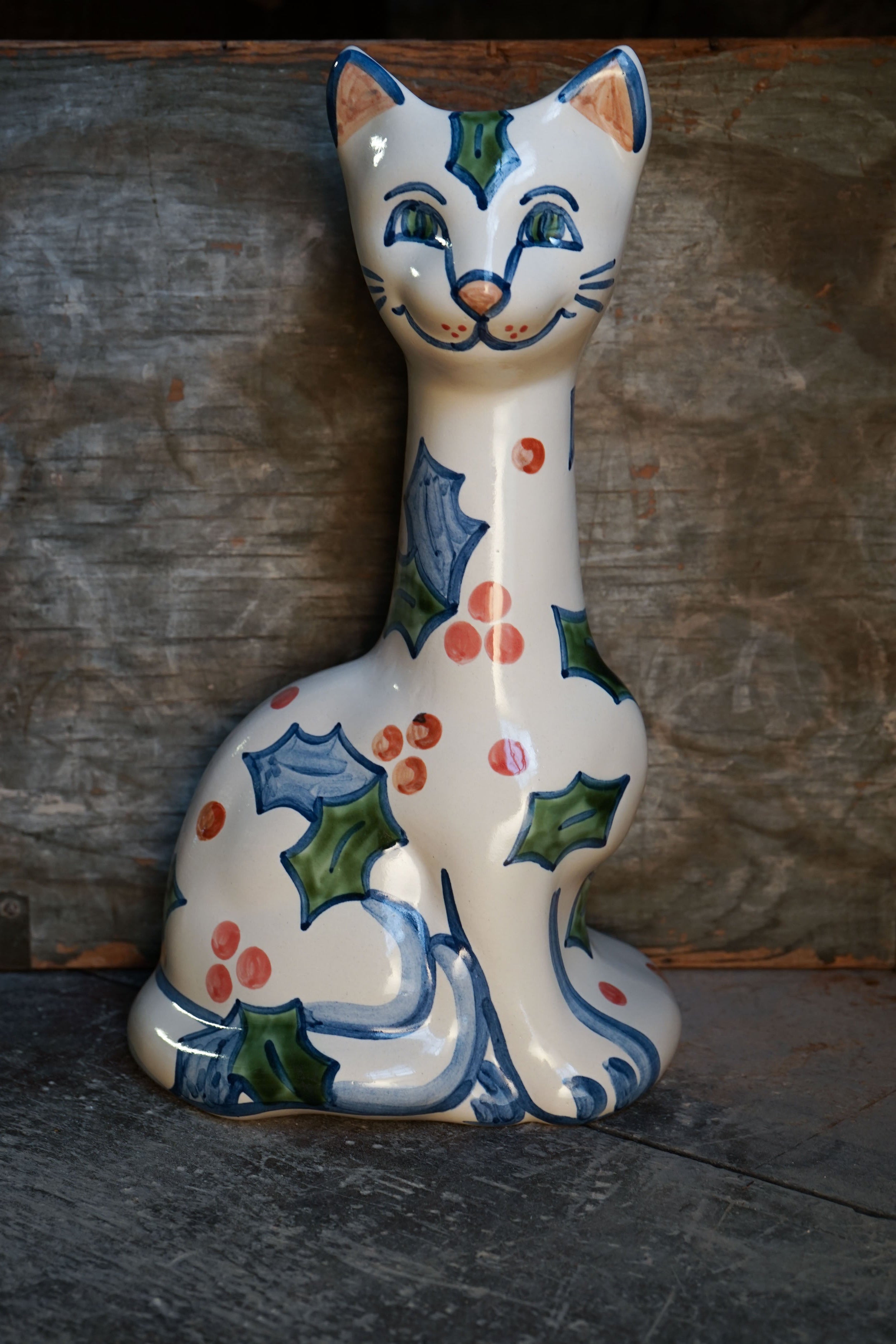 Tall Cat Vase - Holly