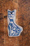 Blue Flower Tall Cat Ornament