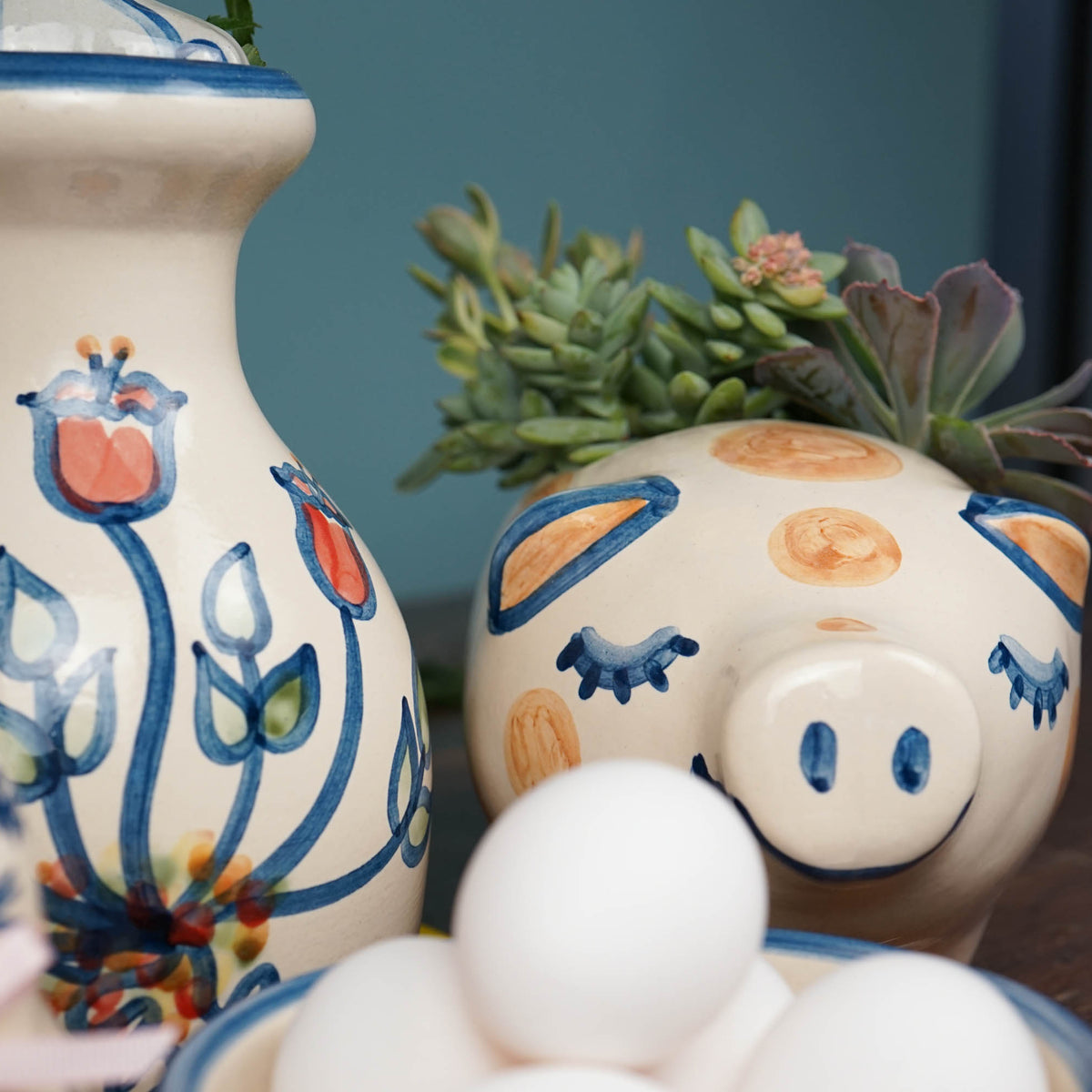 Rust Dot Pig Planter