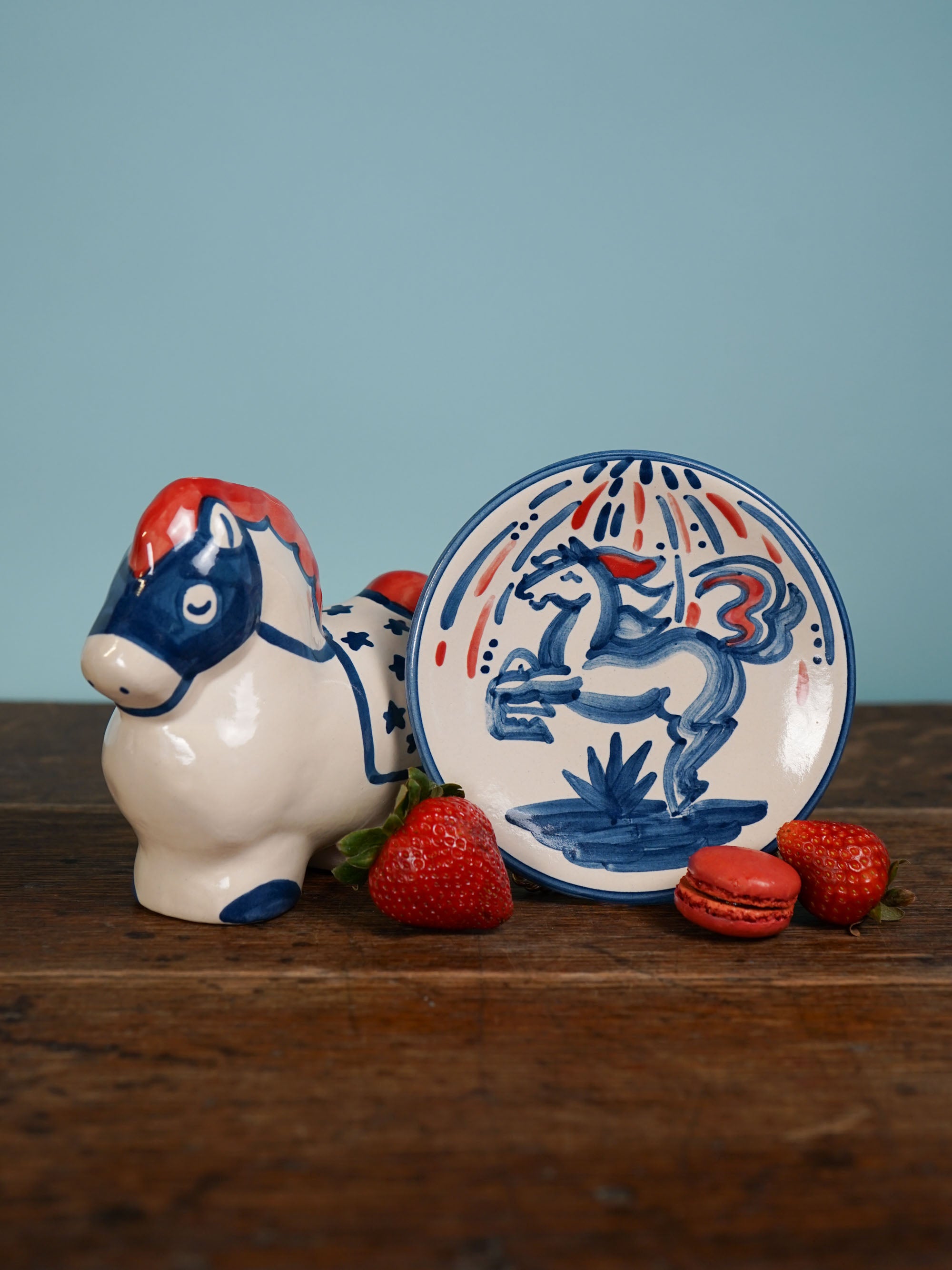 Red, White & Blue Horse Bread & Butter Plate