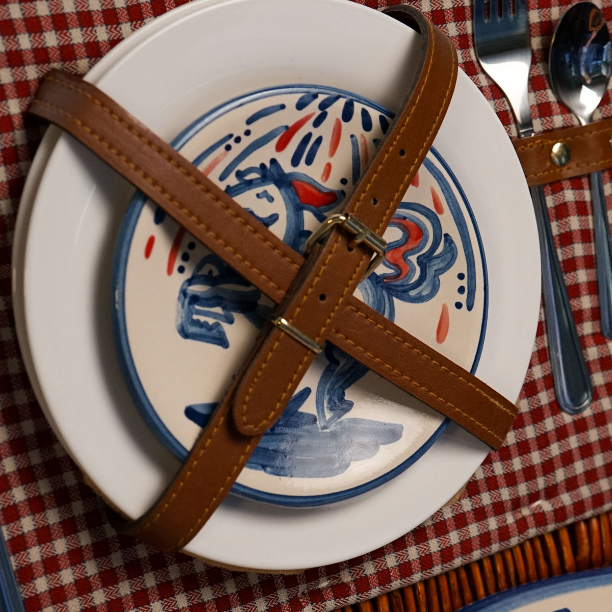Red, White & Blue Horse Bread & Butter Plate