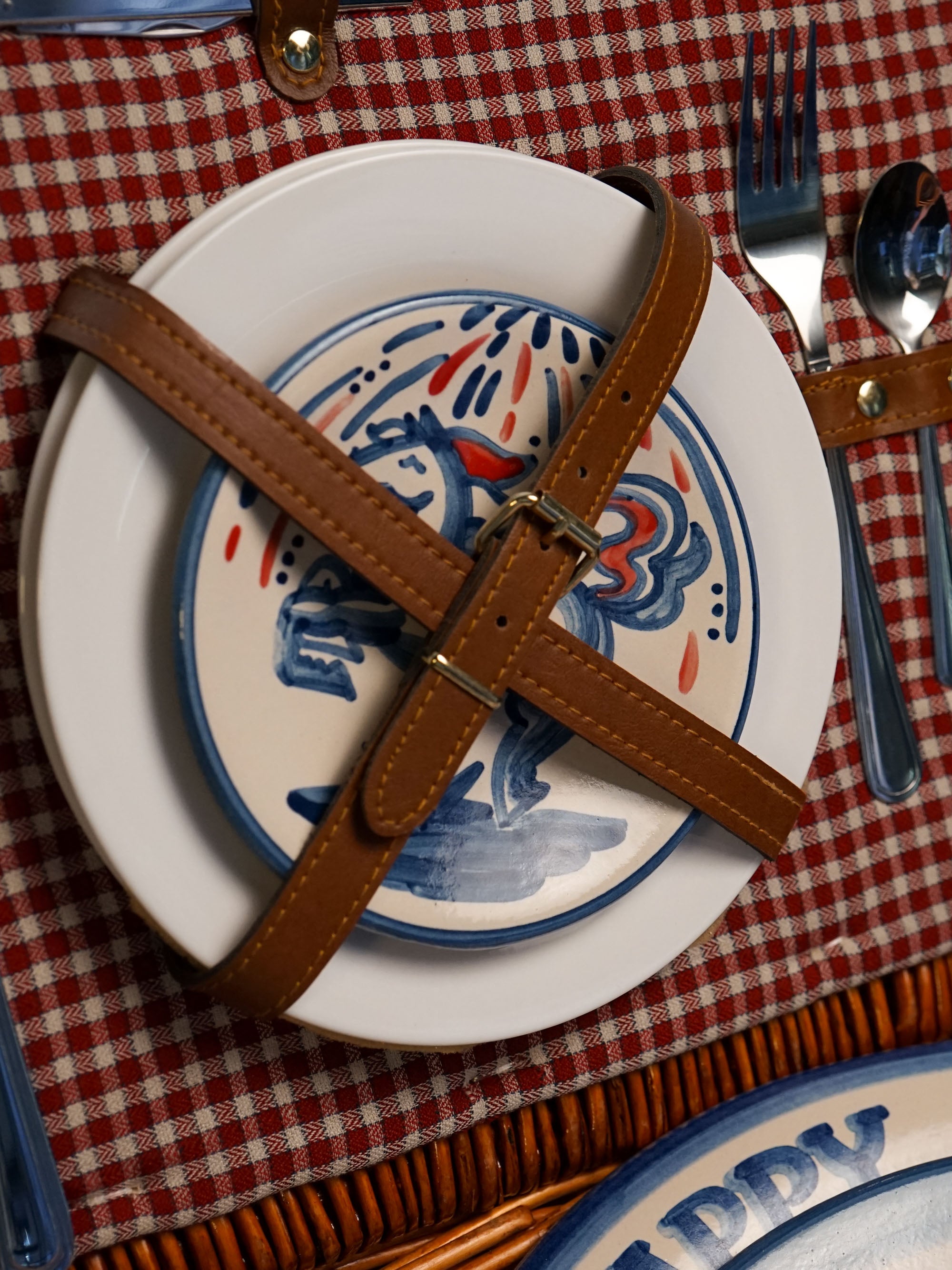 Red, White & Blue Horse Bread & Butter Plate