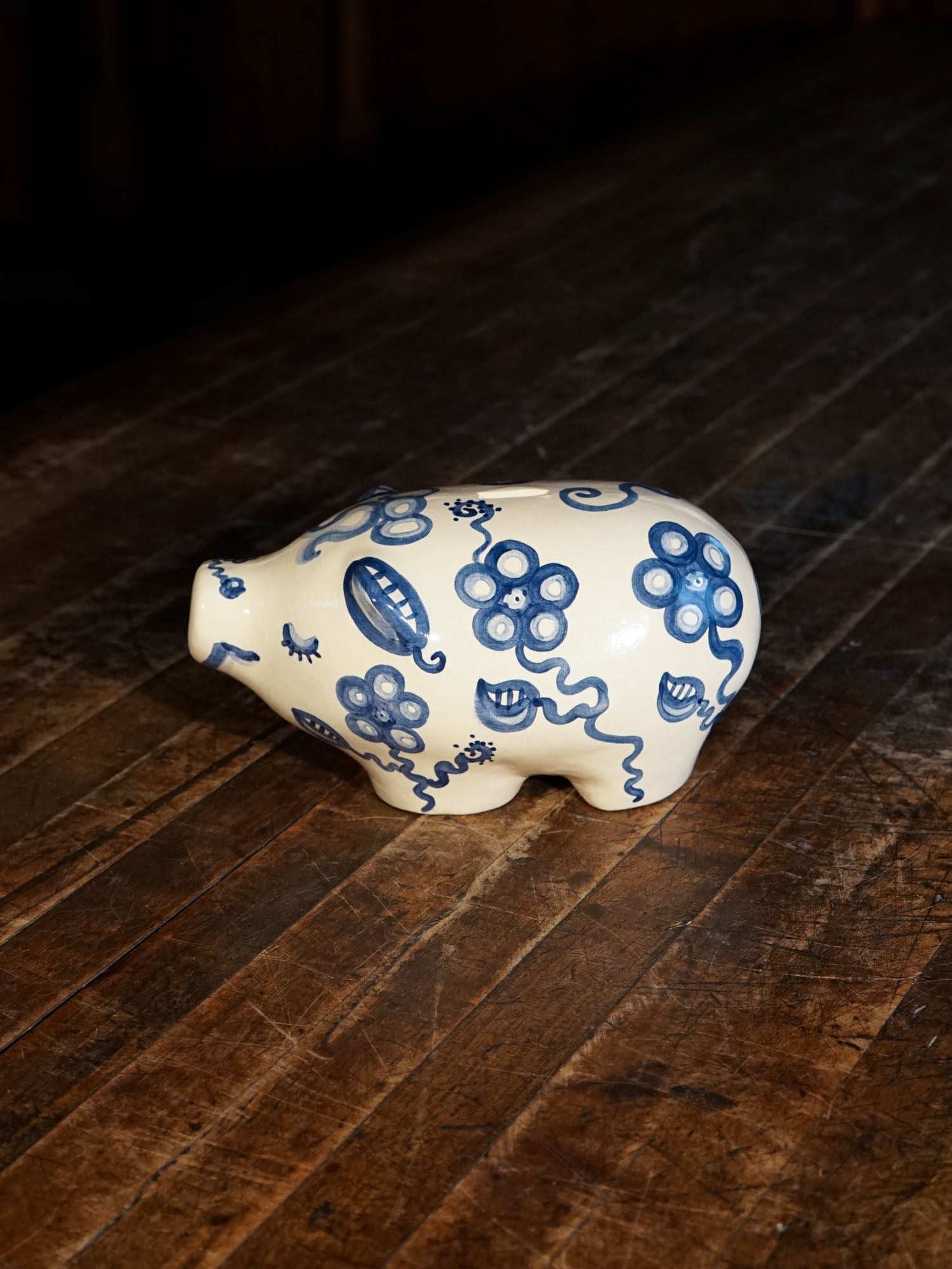 Blue Flower Piggy Bank