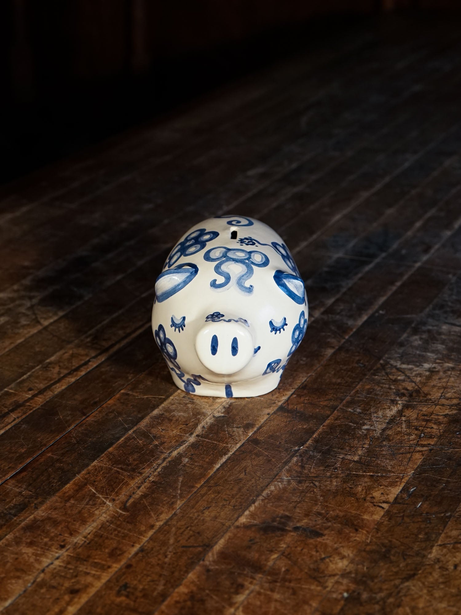 Piggy Bank - Blue Flower