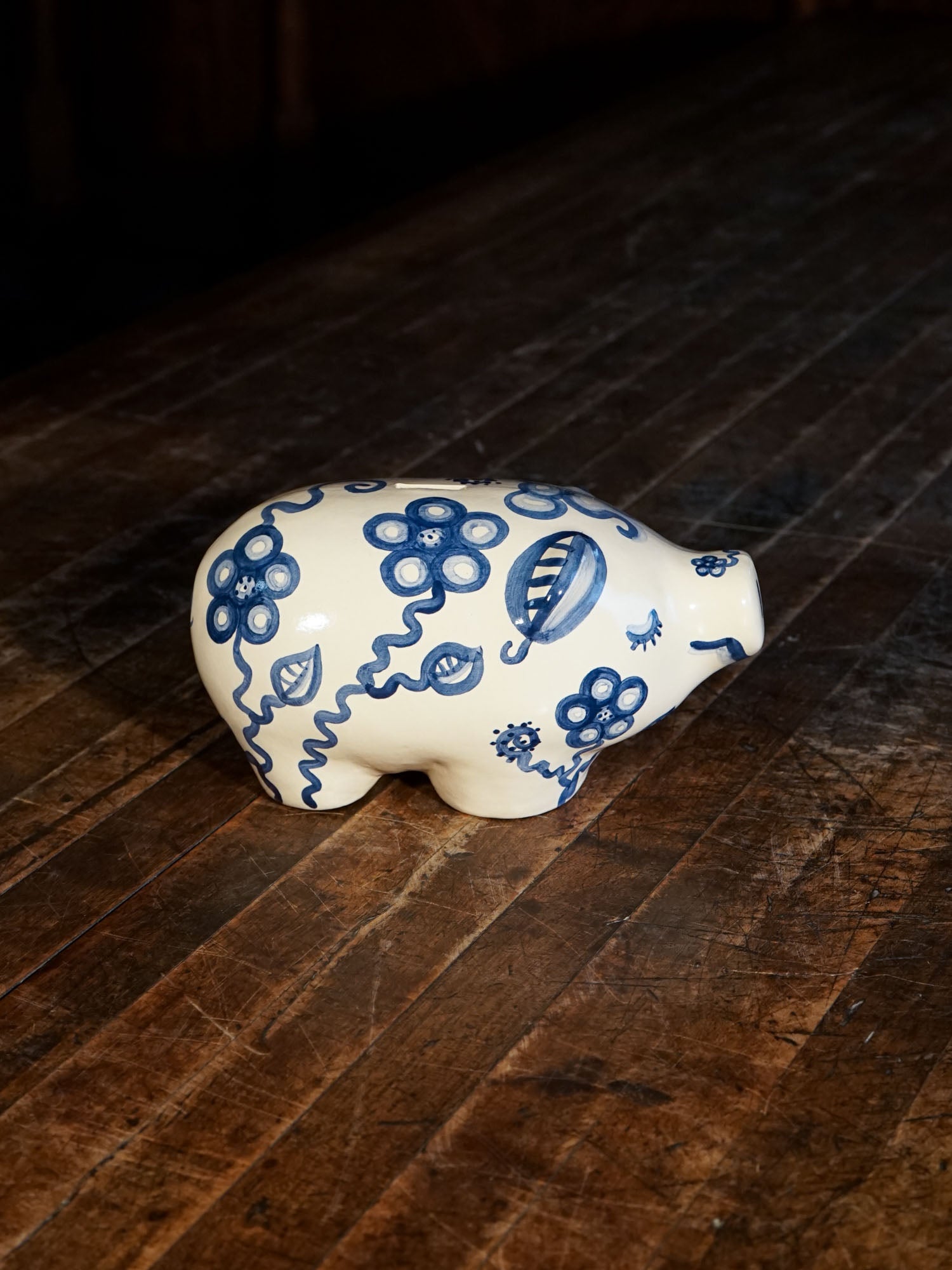 Blue Flower Piggy Bank