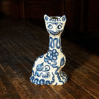 Blue Flower Tall Cat Vase