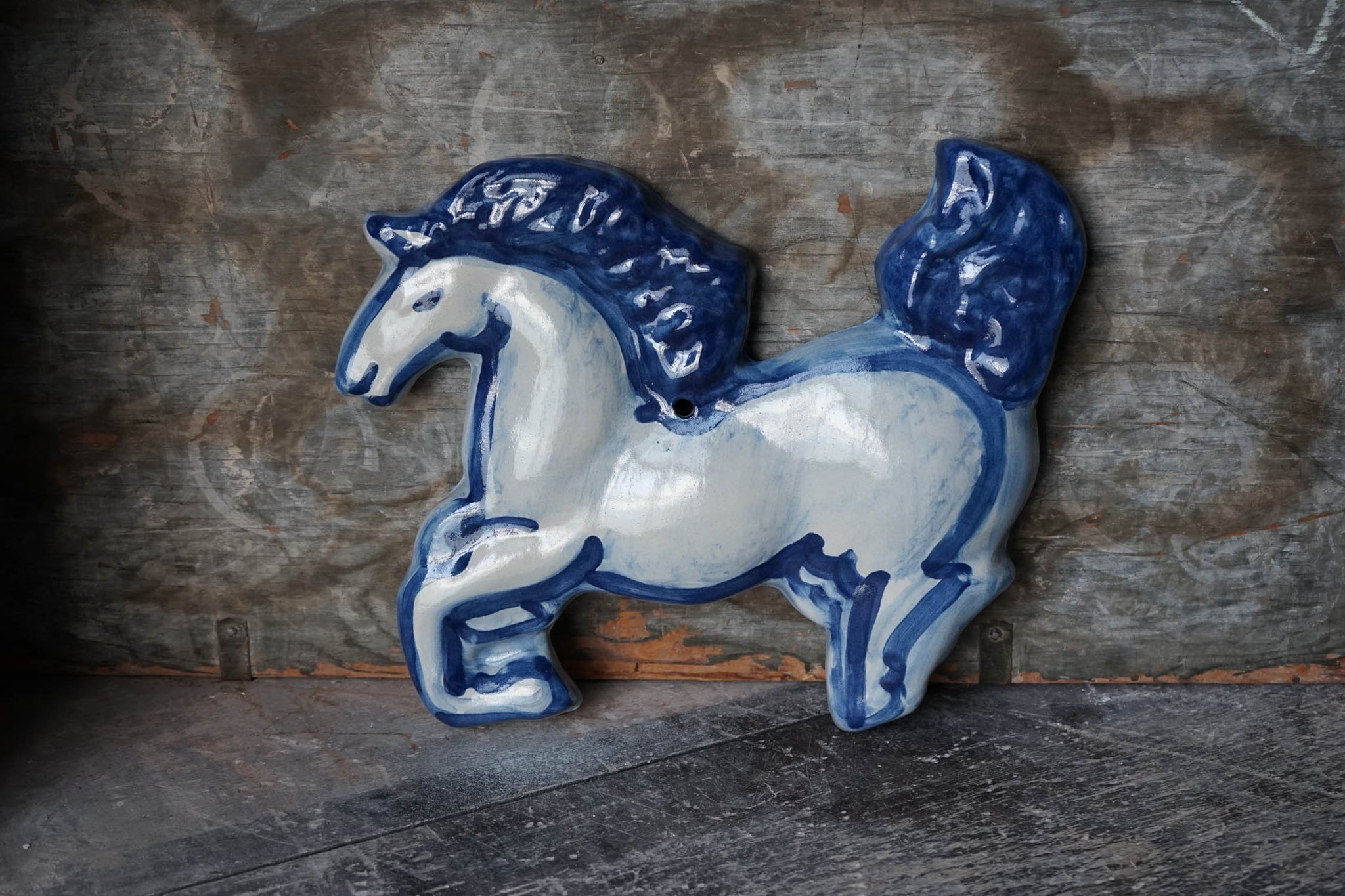 Blue Horse Wall Plaque