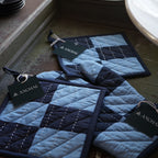 Trellis Colorblock Oven Mitt by Anchal - Dusk Blue