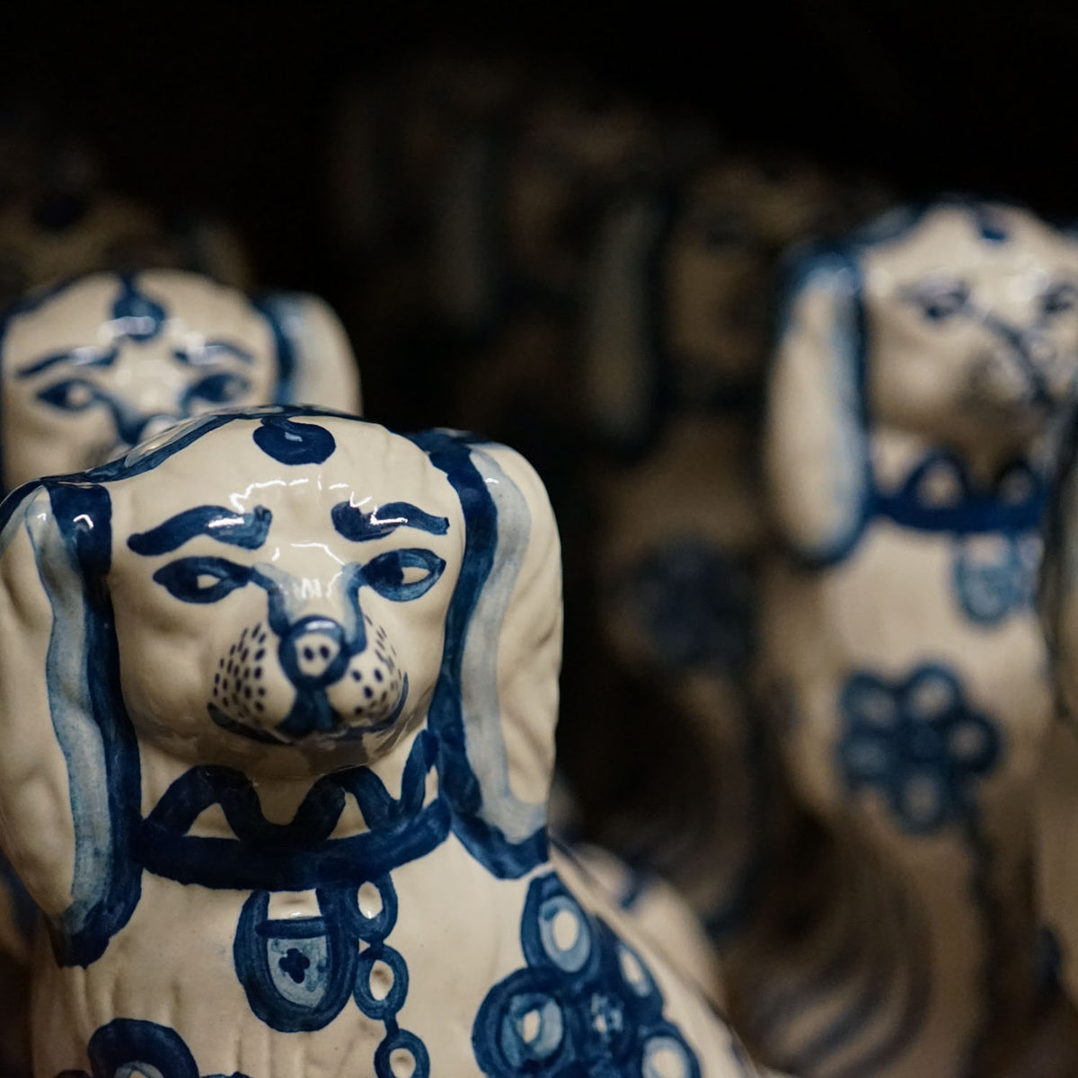 Blue Flower Staffordshire Dog