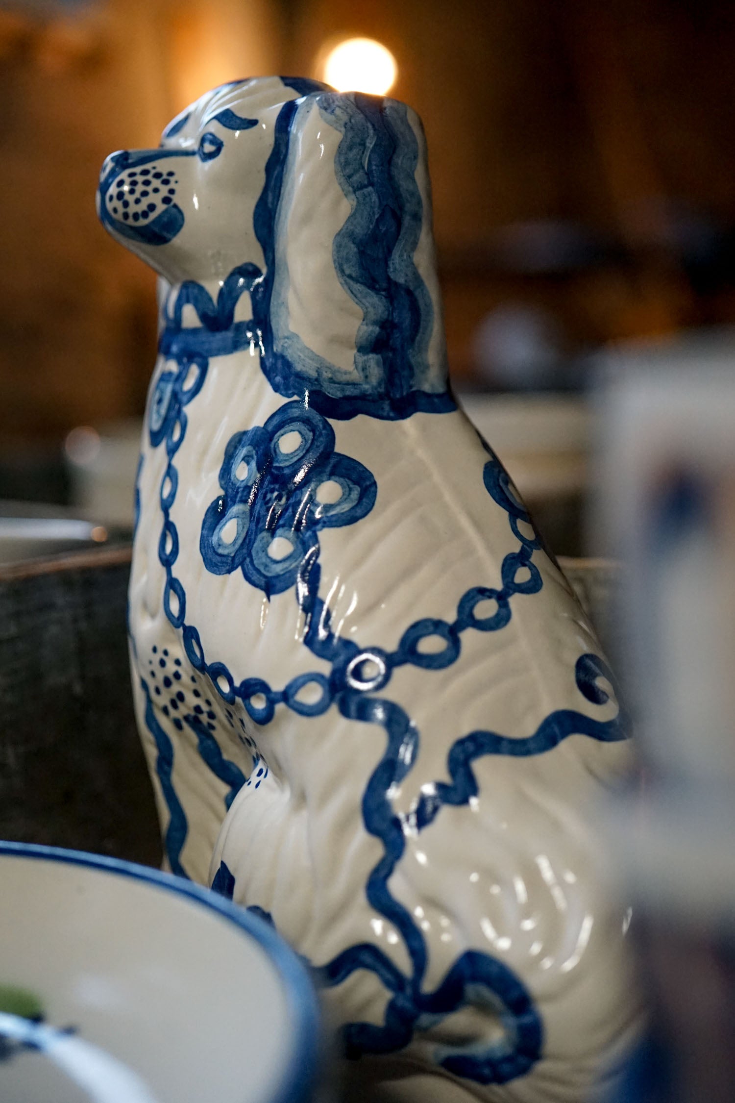 Blue Flower Staffordshire Dog