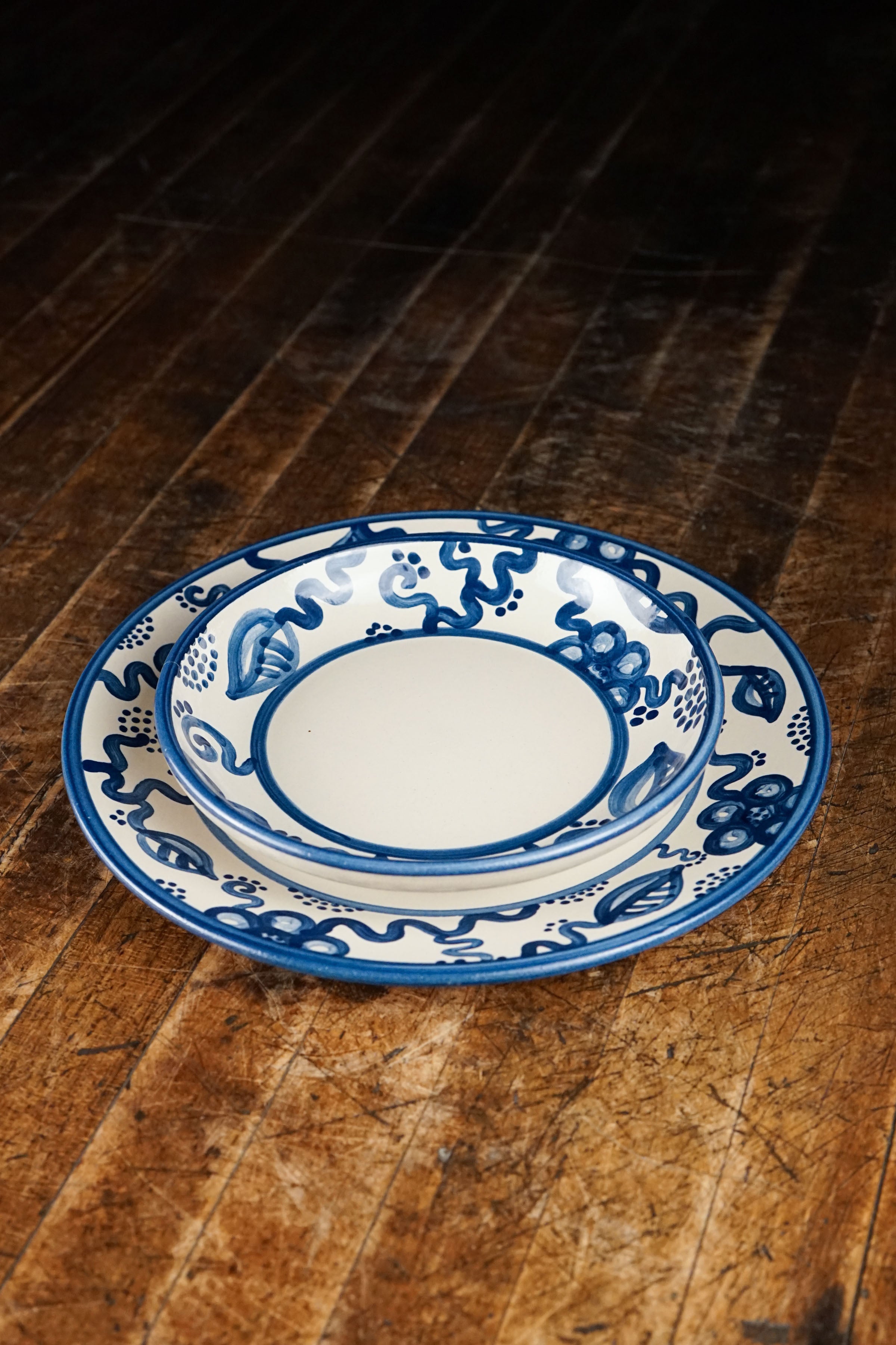 Blue Flower Pasta Plate