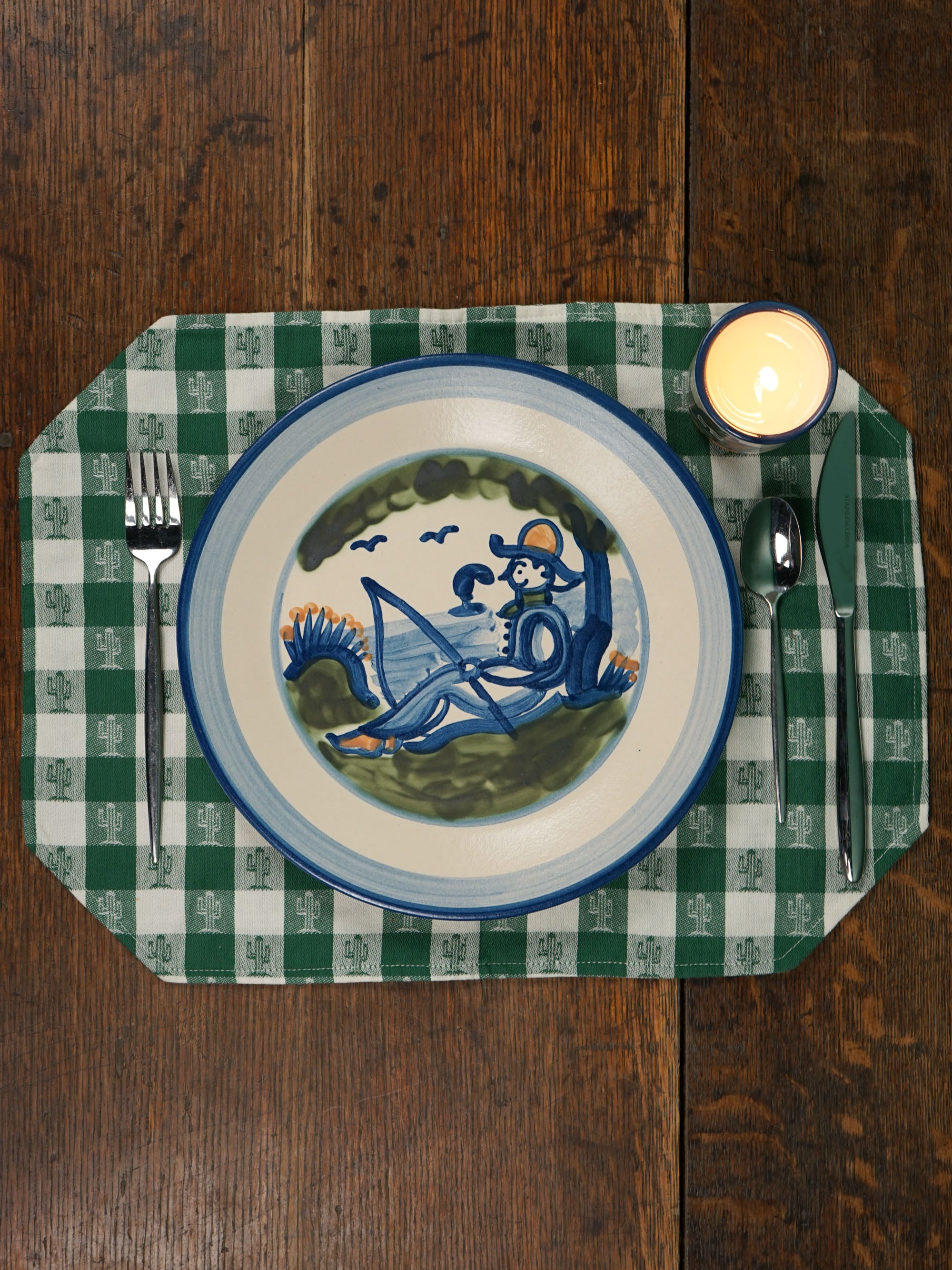 Fisherman by Tree Dinner Plate