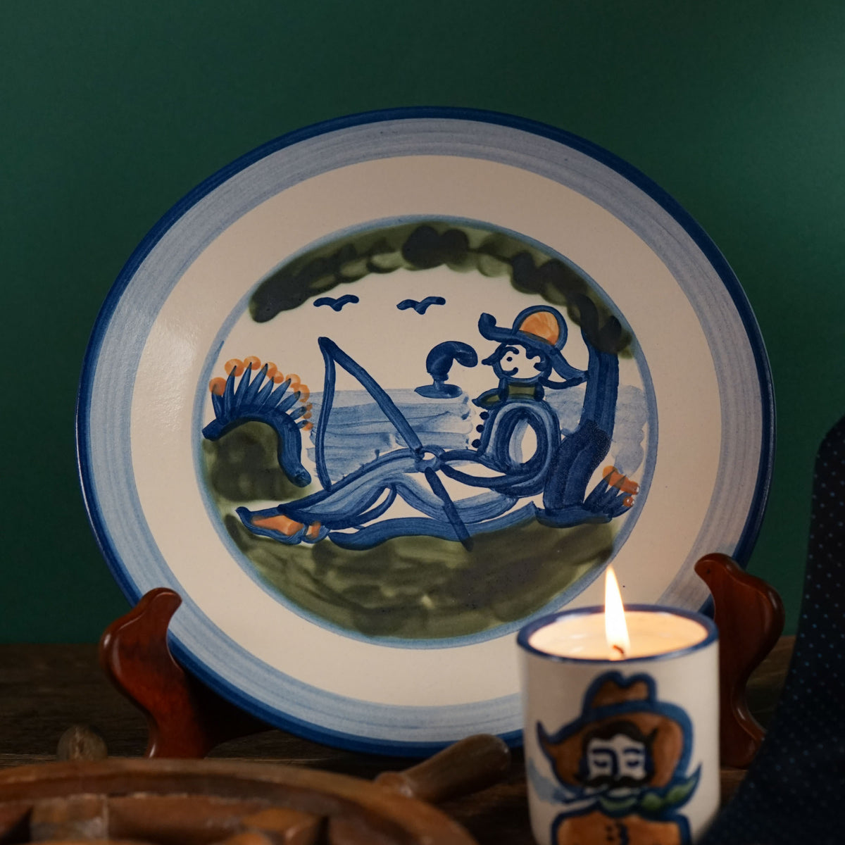 Fisherman by Tree Dinner Plate