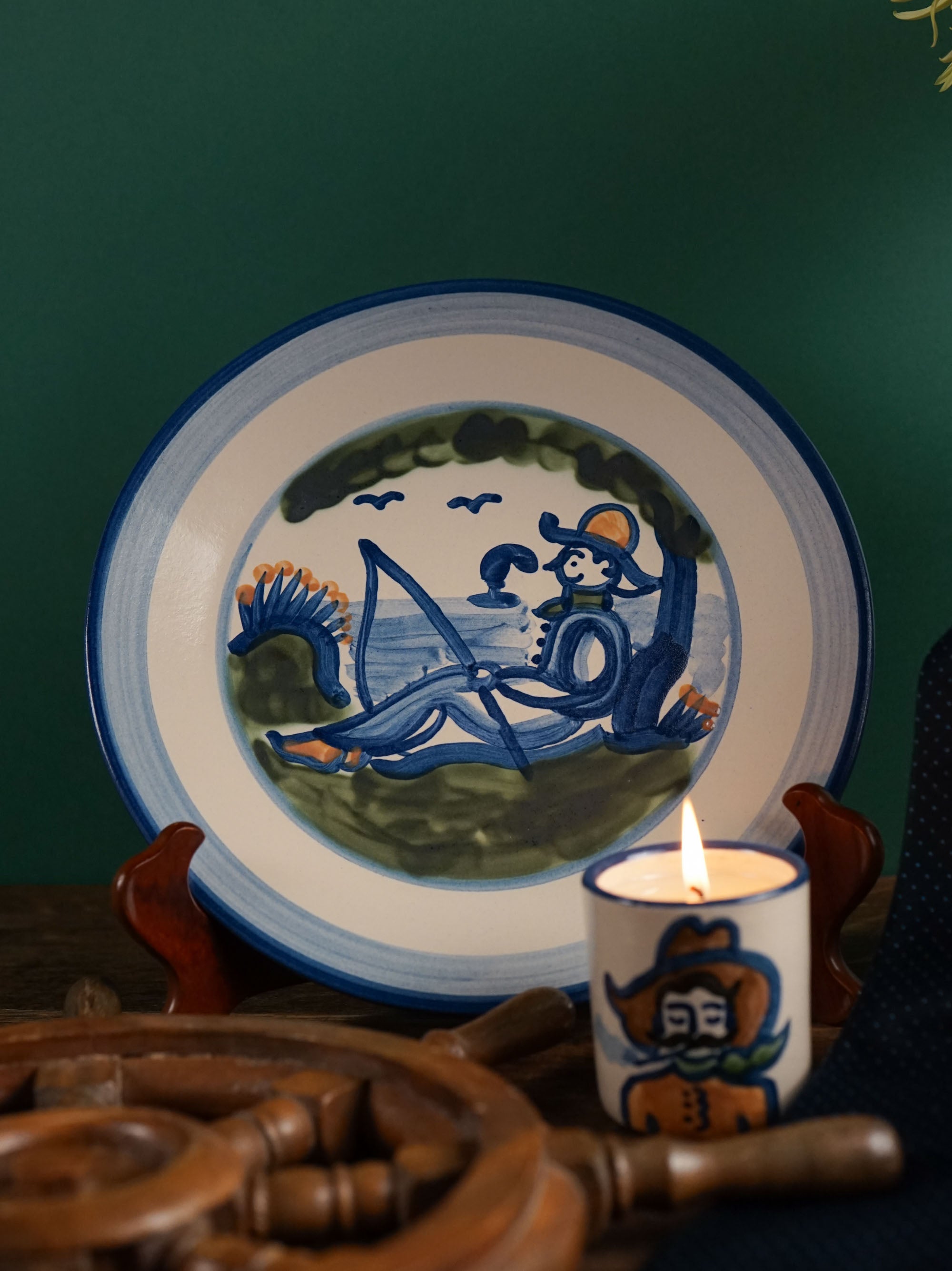 Fisherman by Tree Dinner Plate